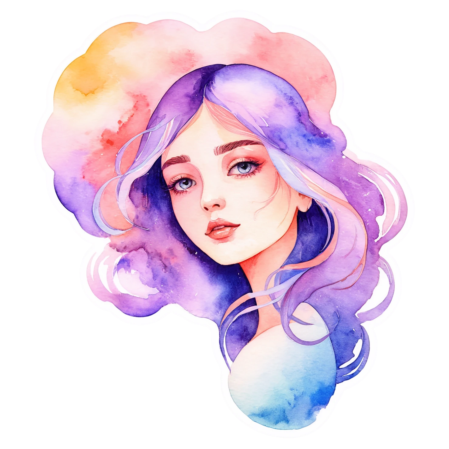 Girl watercolor sticker isolated on transparent background #17743