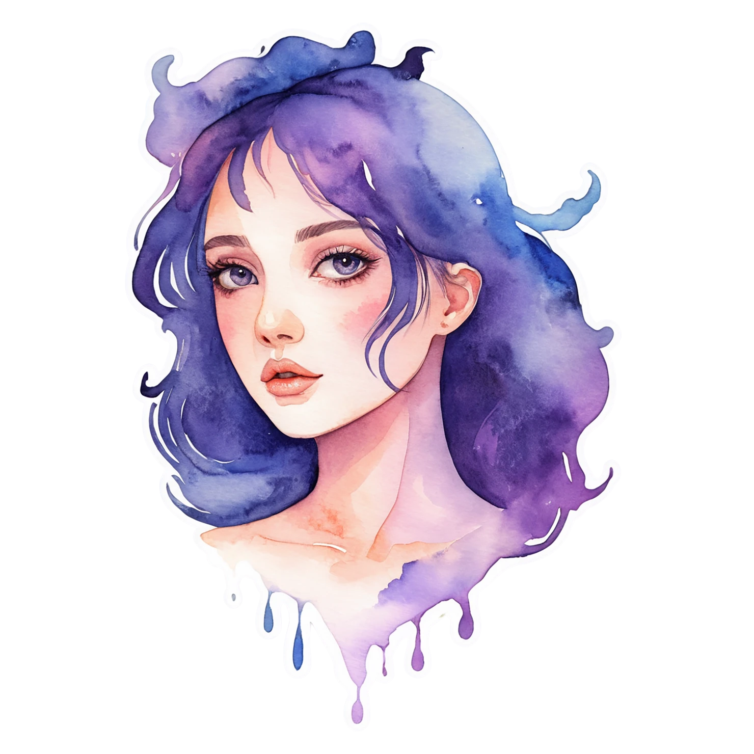 Girl watercolor sticker isolated on transparent background #17744