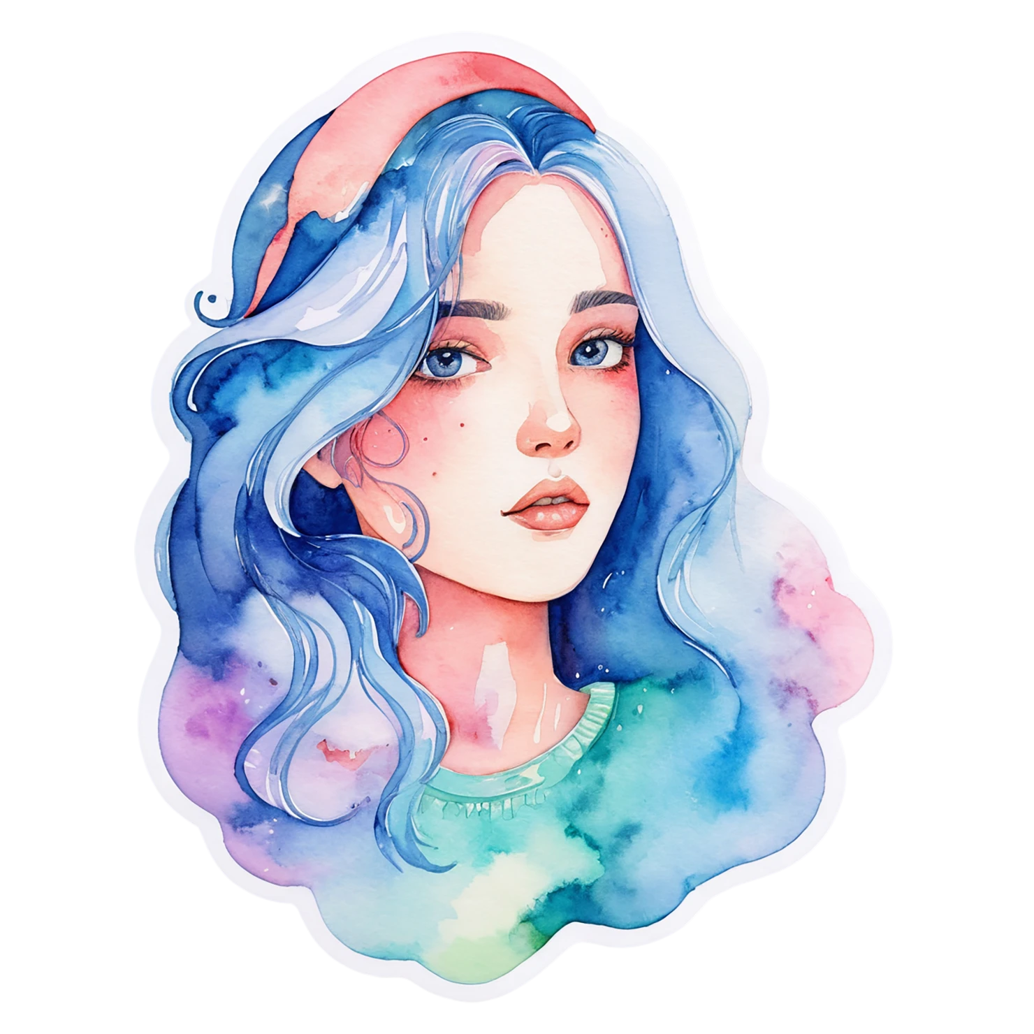 Girl watercolor sticker isolated on transparent background #17745