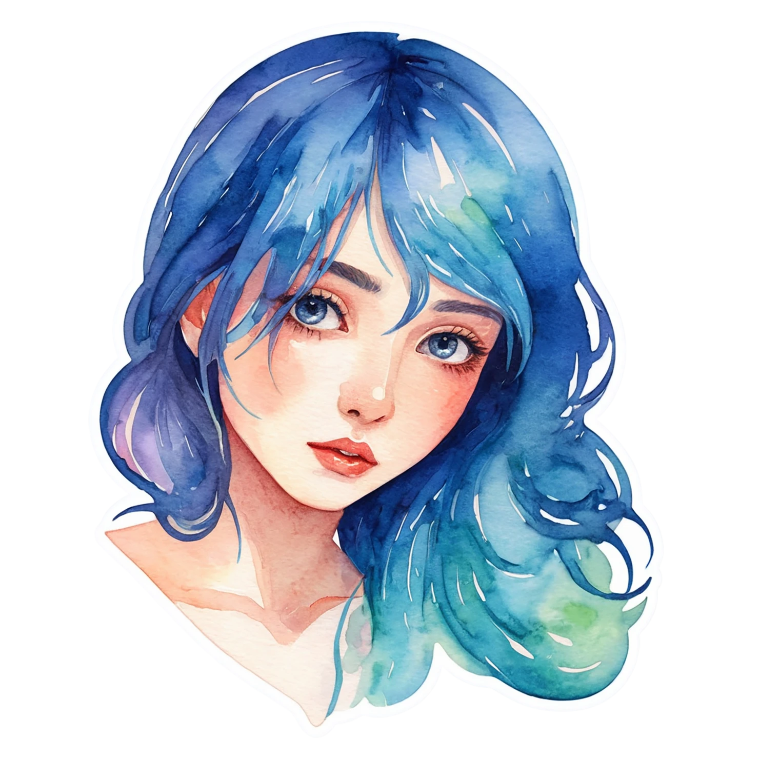 Girl watercolor sticker isolated on transparent background #17746