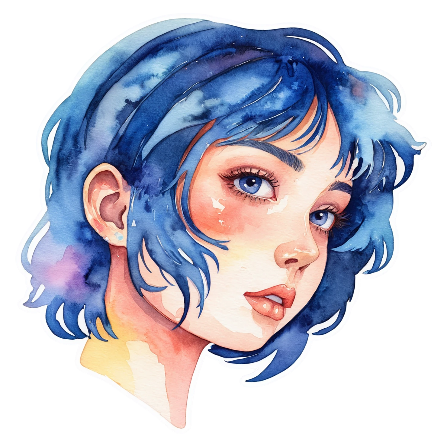 Girl watercolor sticker isolated on transparent background #17747
