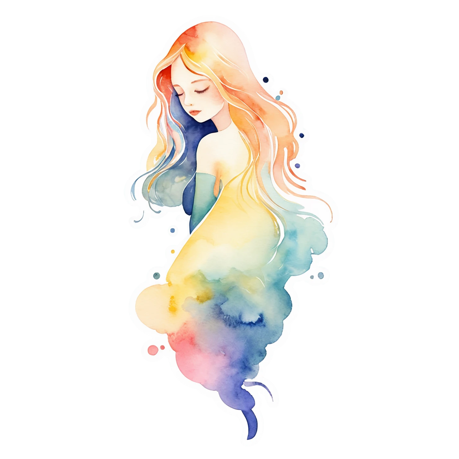 Girl watercolor sticker isolated on transparent background #17751