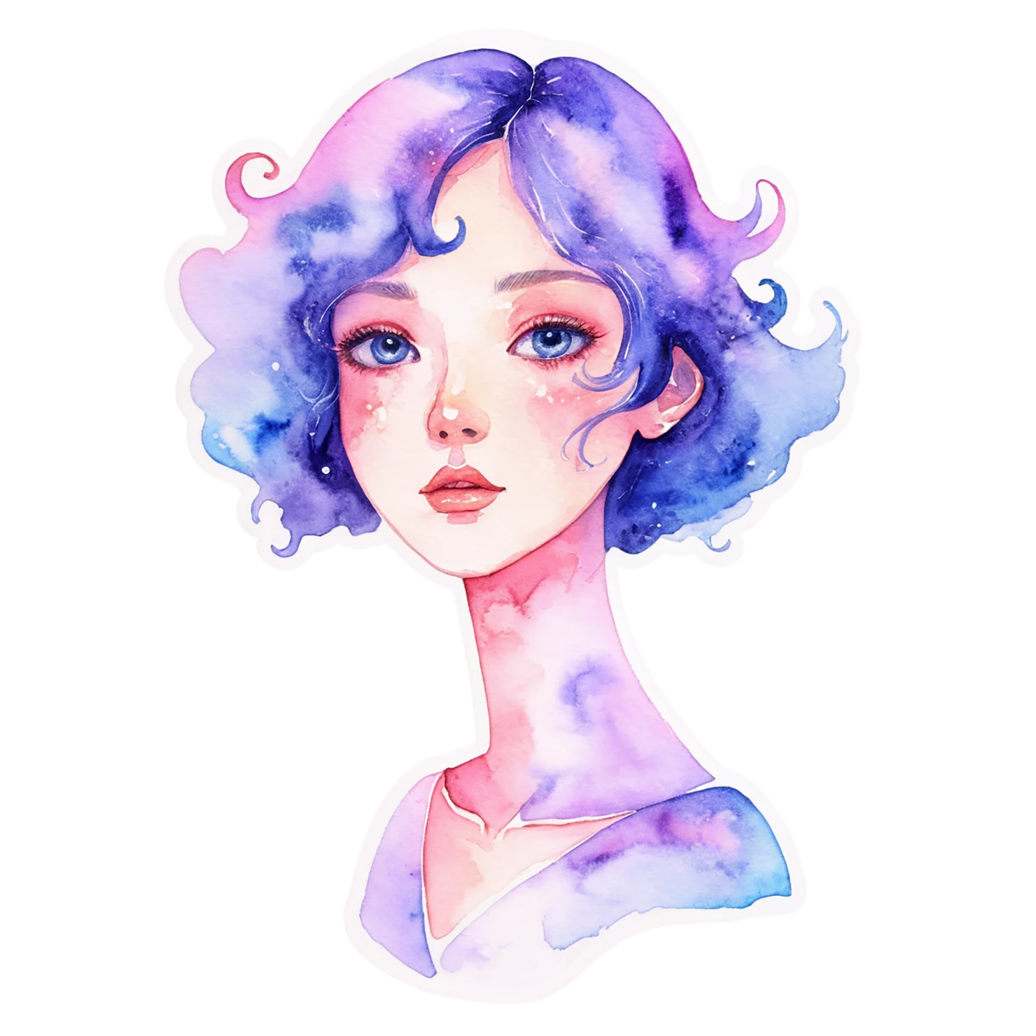 Girl watercolor sticker isolated on transparent background #17752