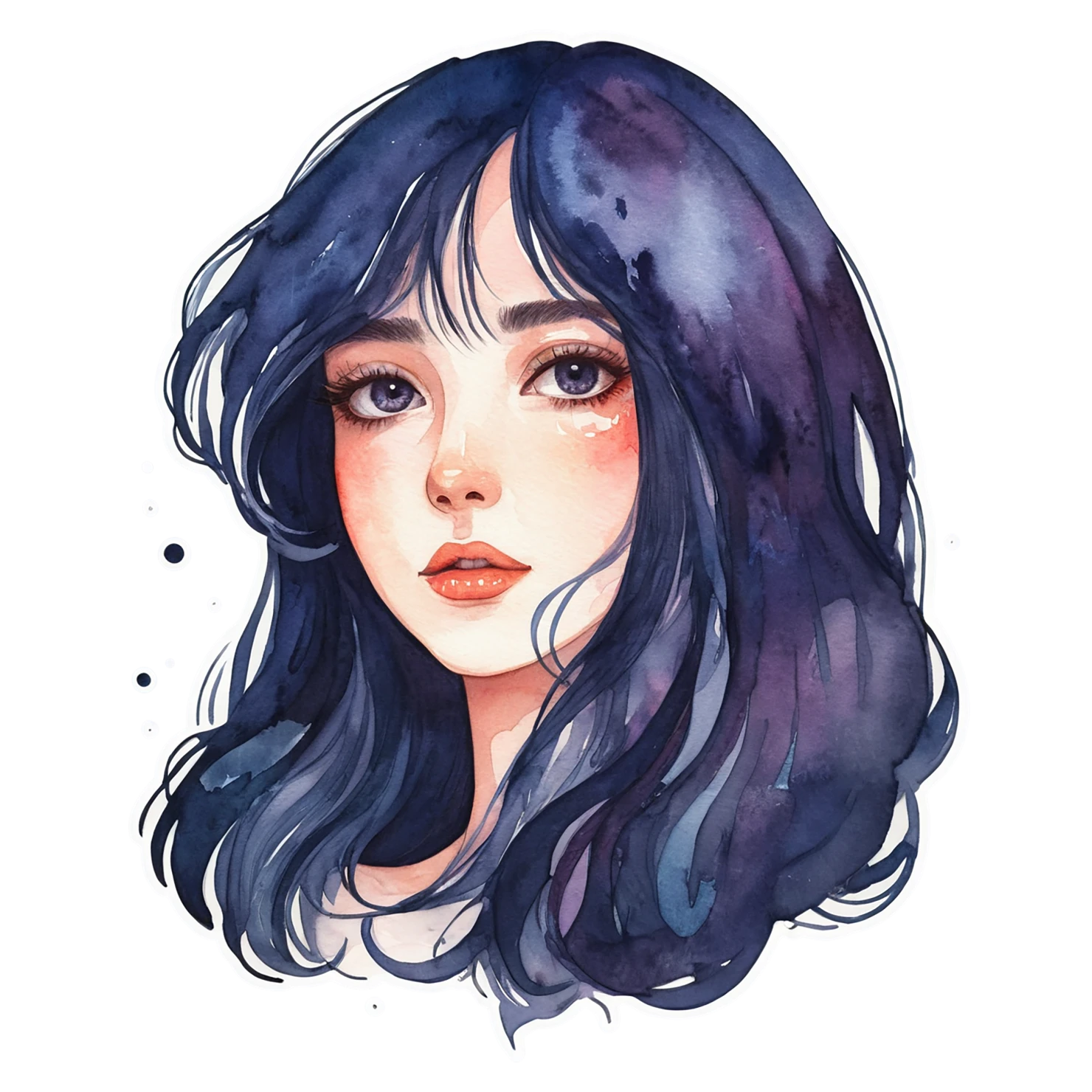 Girl watercolor sticker isolated on transparent background #17754