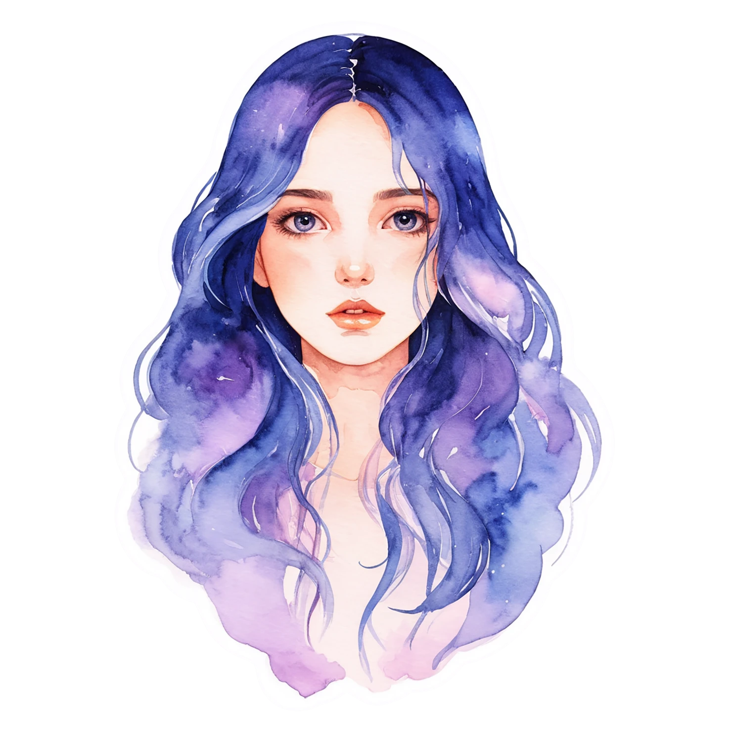 Girl watercolor sticker isolated on transparent background #17755
