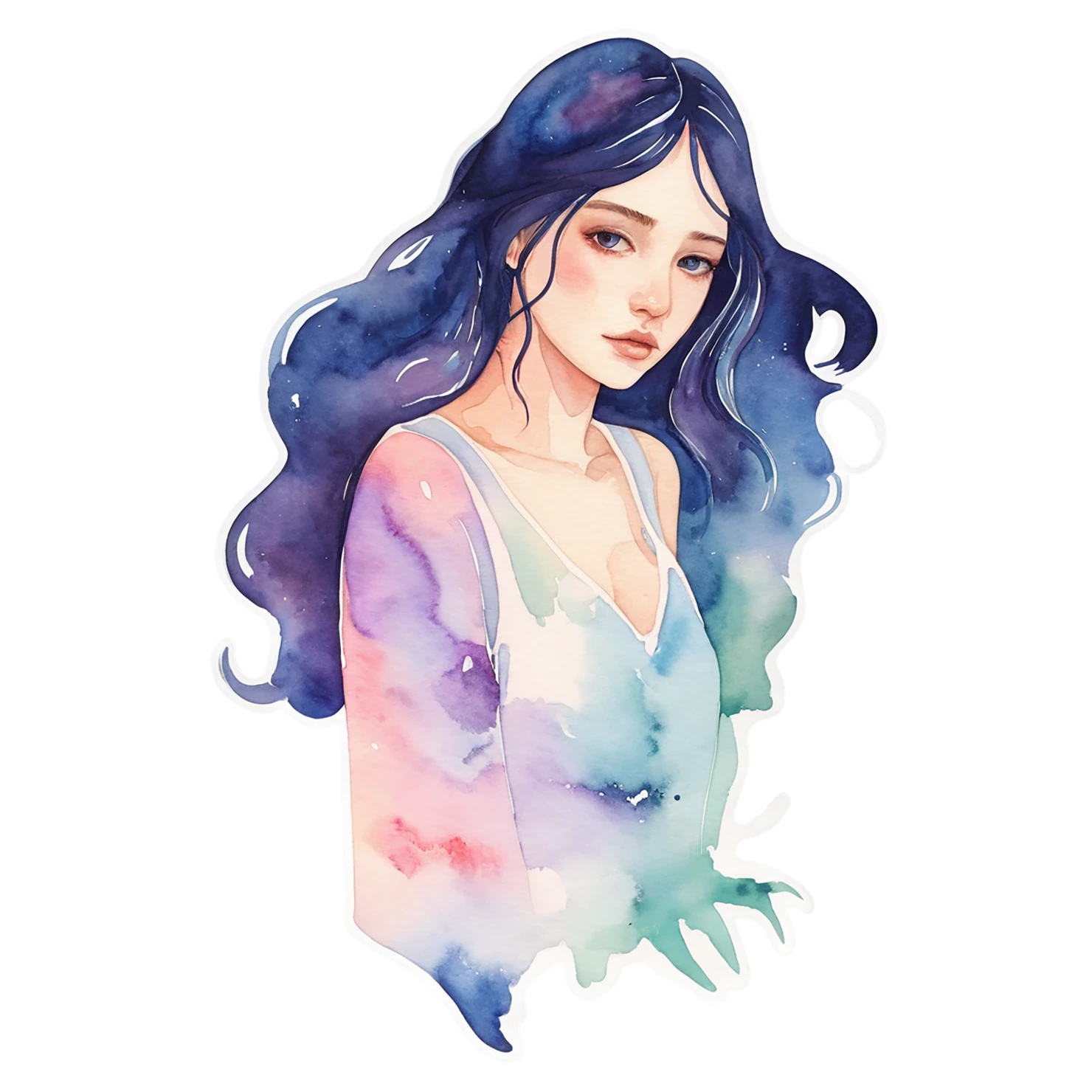 Girl watercolor sticker isolated on transparent background #17756