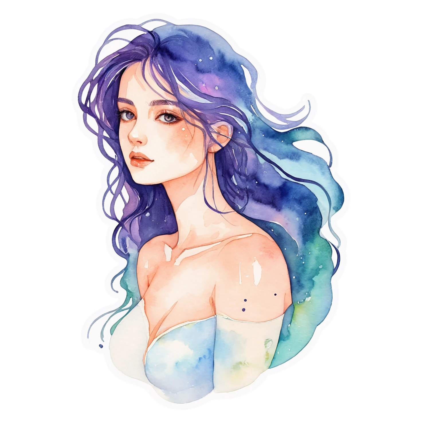 Girl watercolor sticker isolated on transparent background #17757