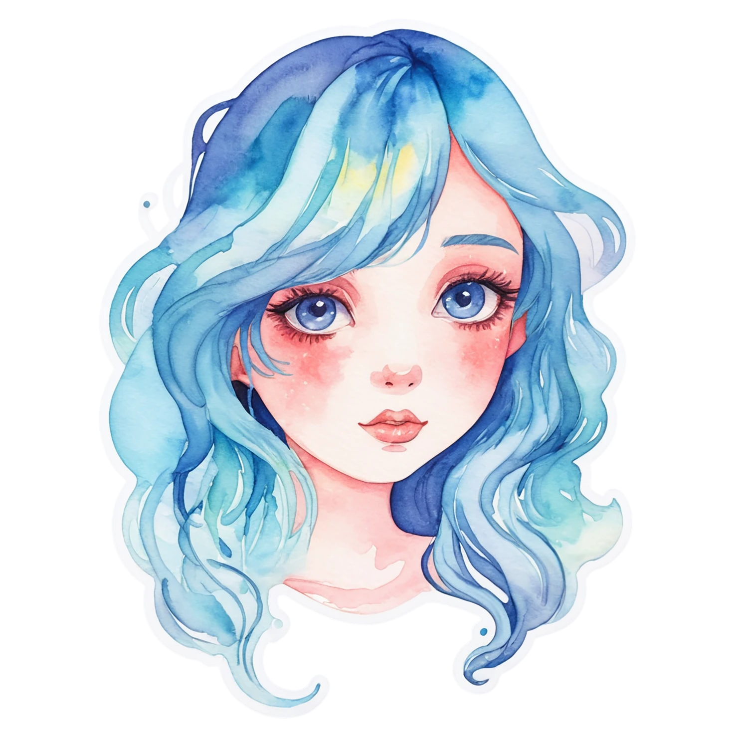 Girl watercolor sticker isolated on transparent background #17758