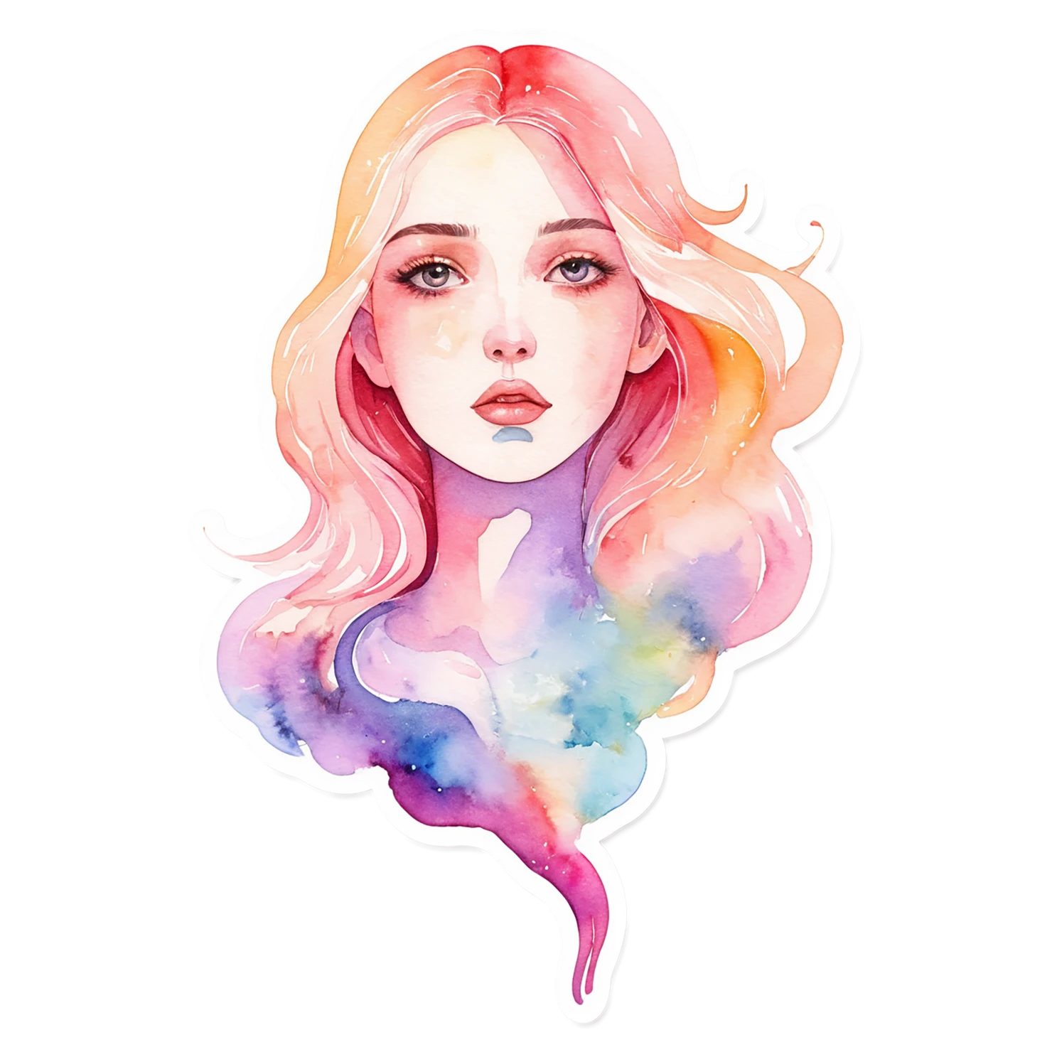 Girl watercolor sticker isolated on transparent background #17759