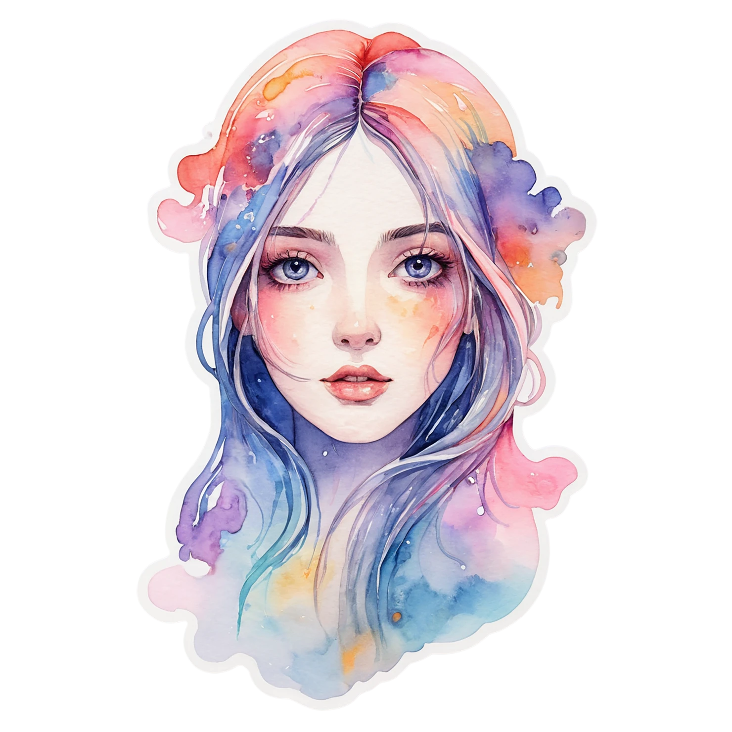 Girl watercolor sticker isolated on transparent background #17760