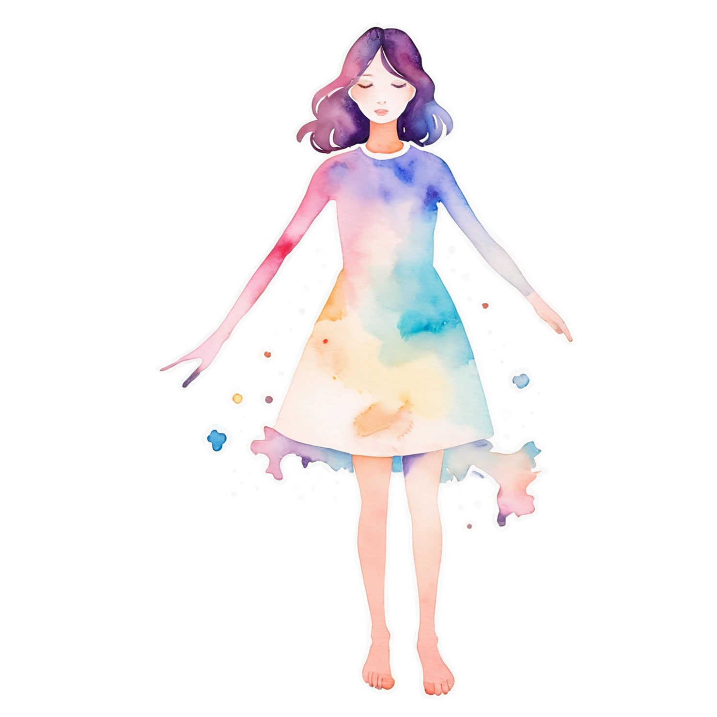 Girl watercolor sticker isolated on transparent background #17761
