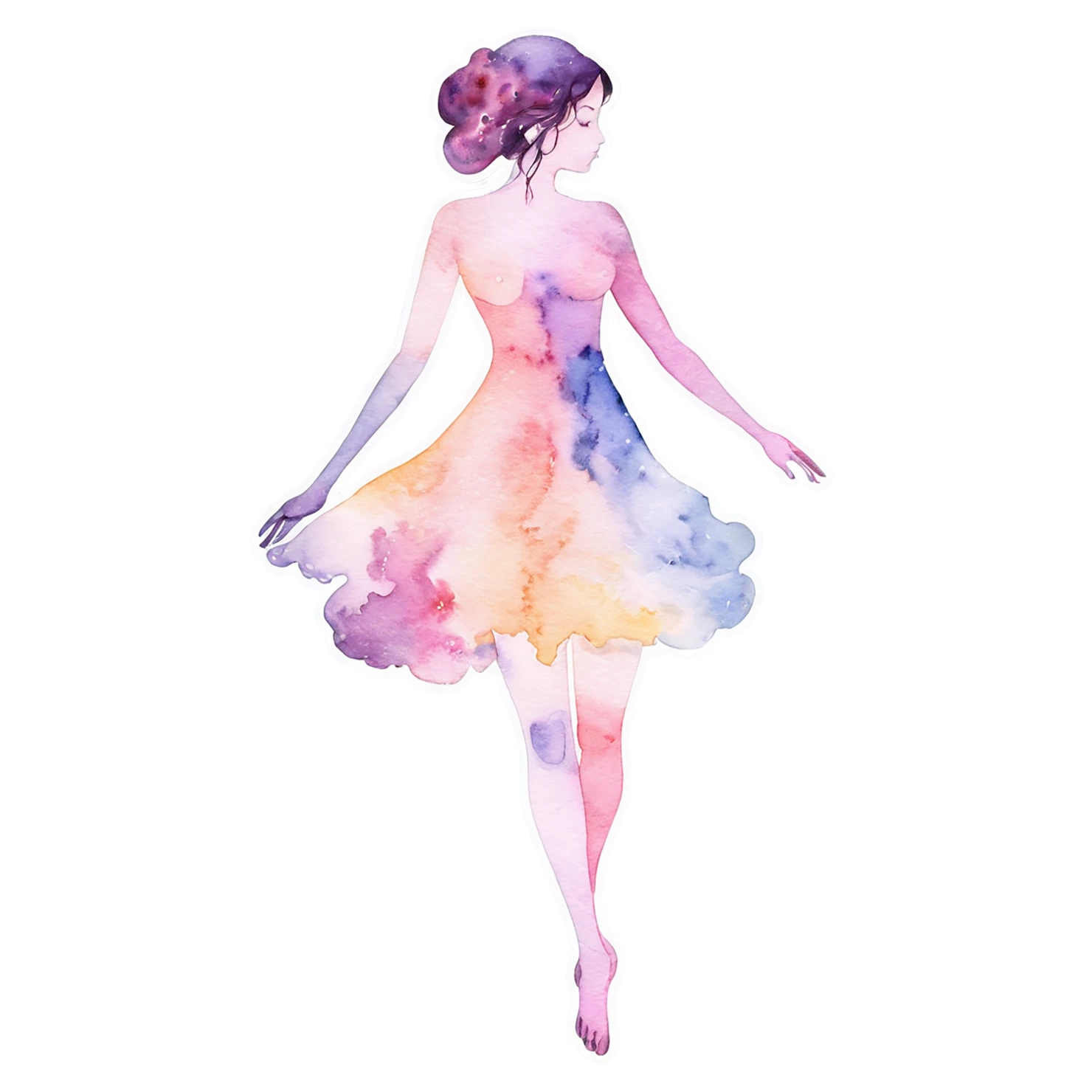 Girl watercolor sticker isolated on transparent background #17762