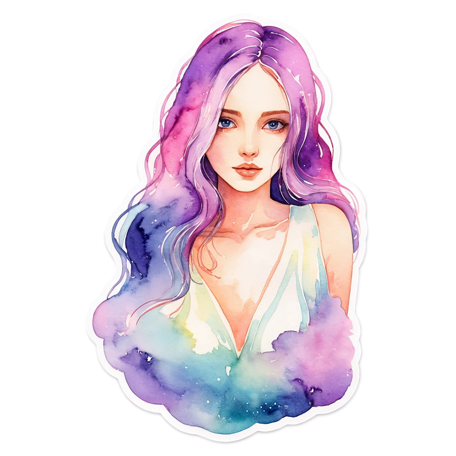 Girl watercolor sticker isolated on transparent background #17763