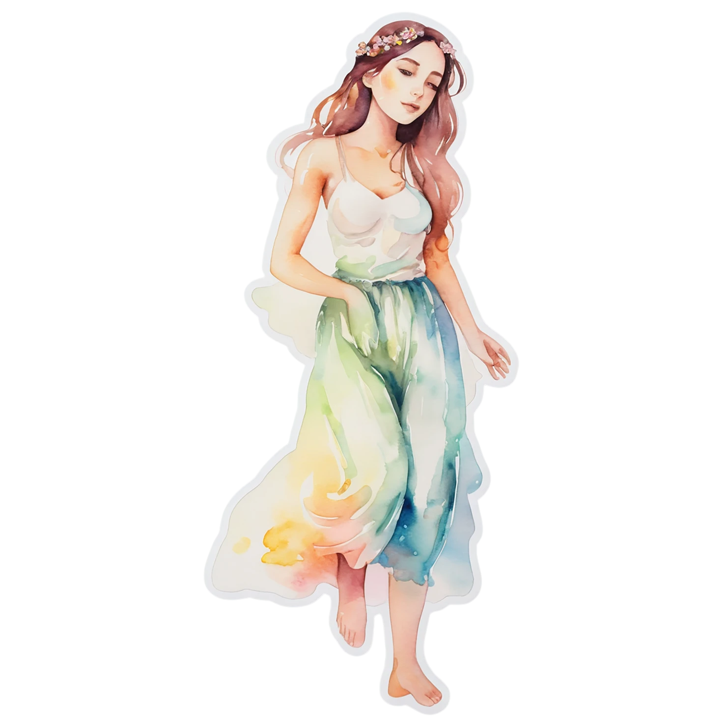 Girl watercolor sticker isolated on transparent background #17764