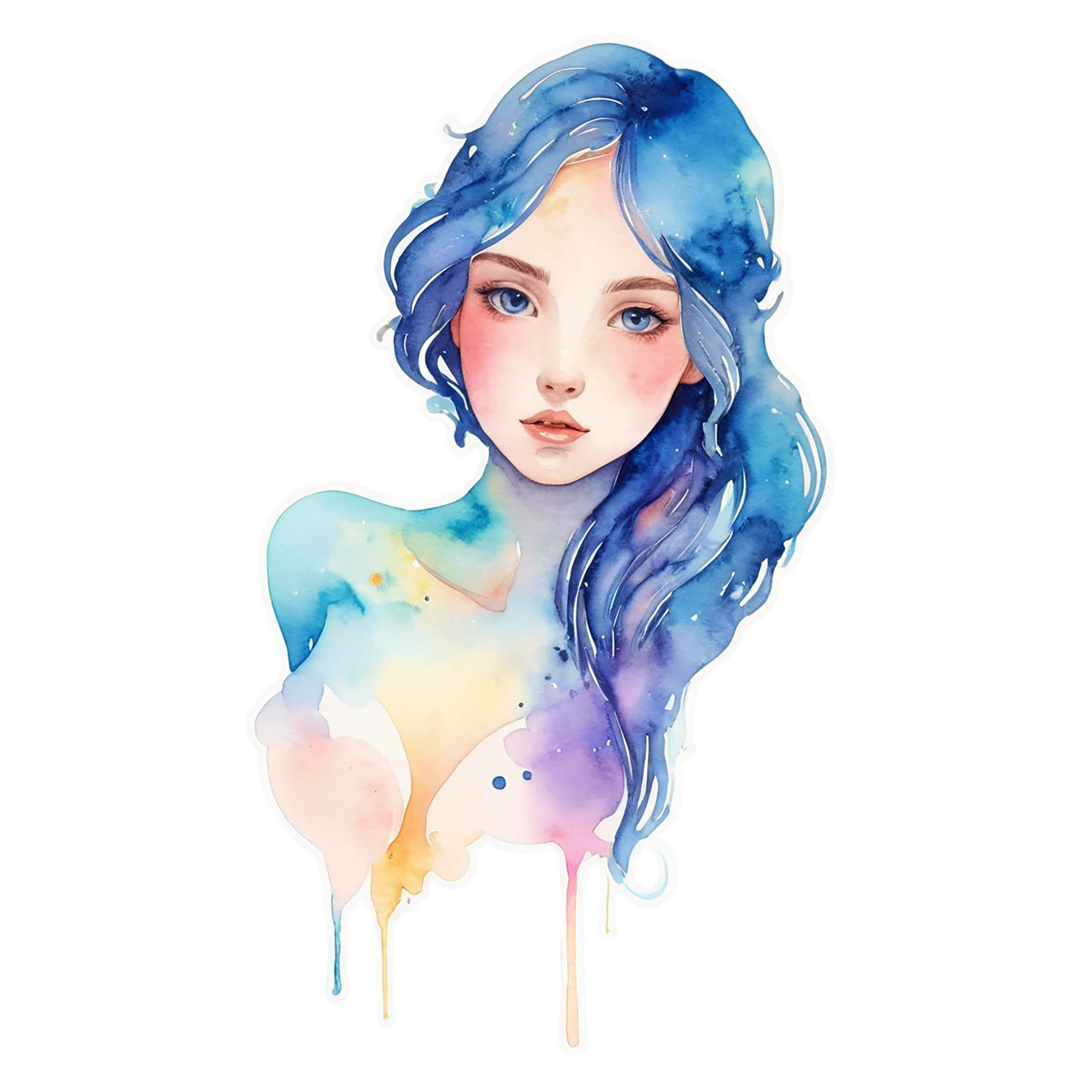 Girl watercolor sticker isolated on transparent background #17765