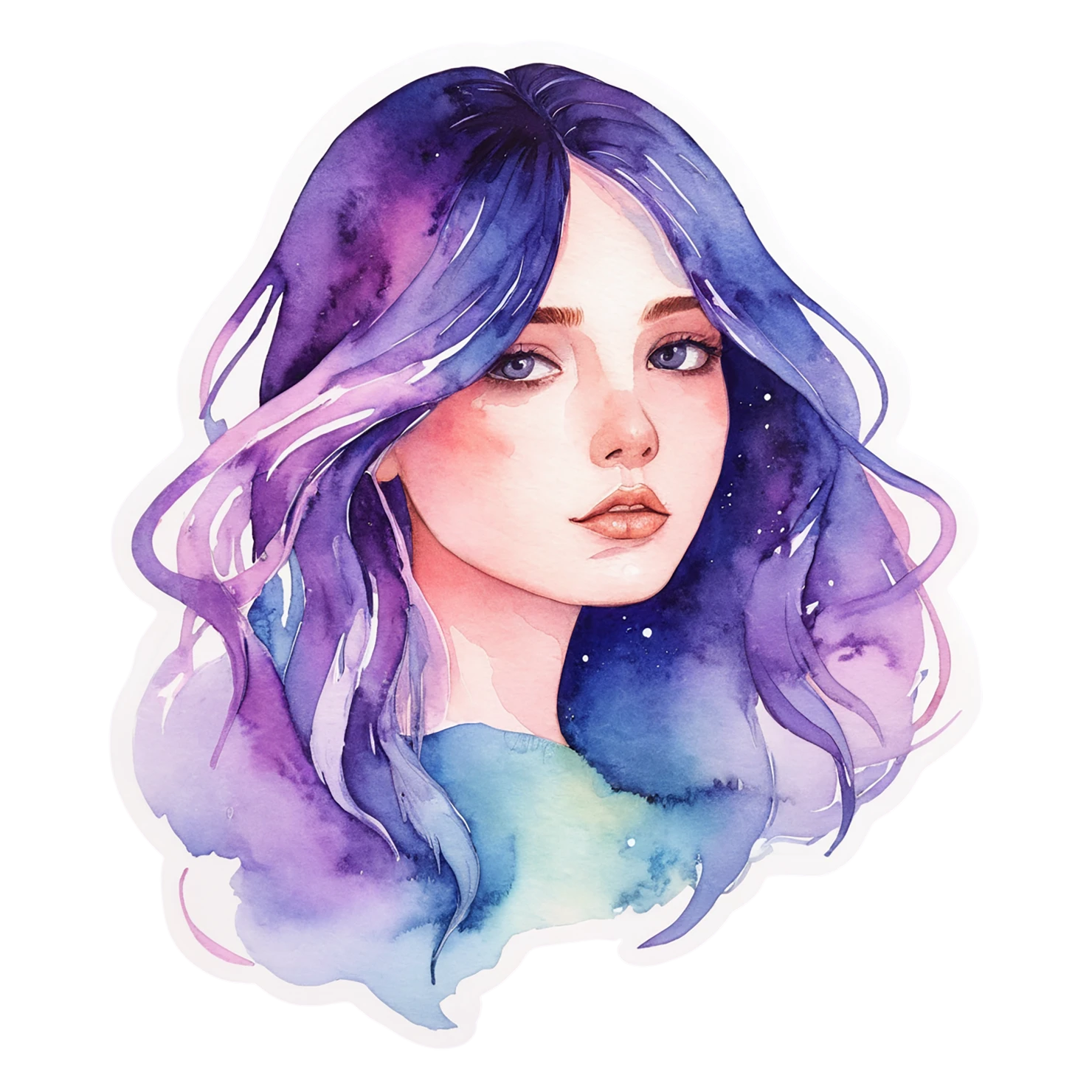 Girl watercolor sticker isolated on transparent background #17766