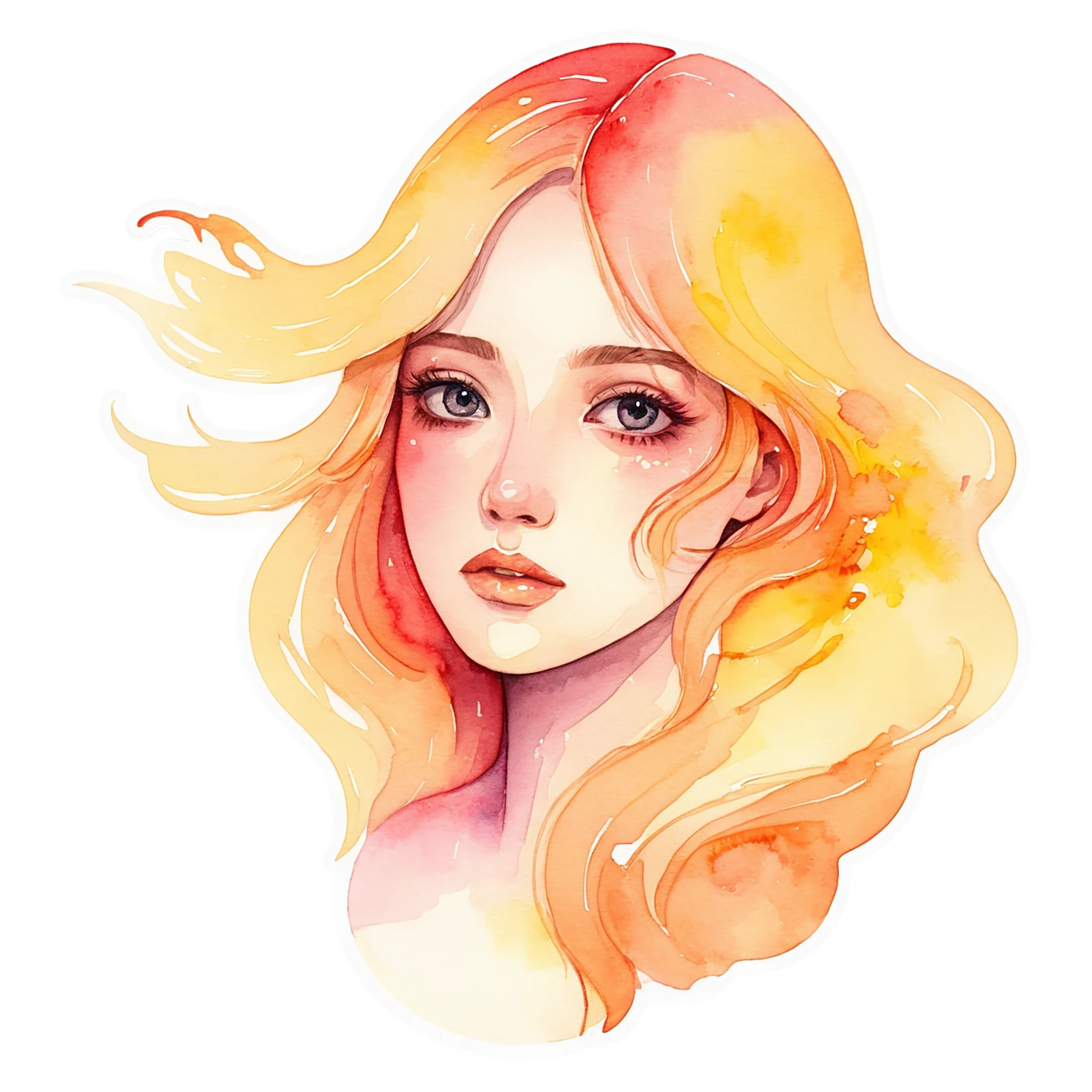 Girl watercolor sticker isolated on transparent background #17767