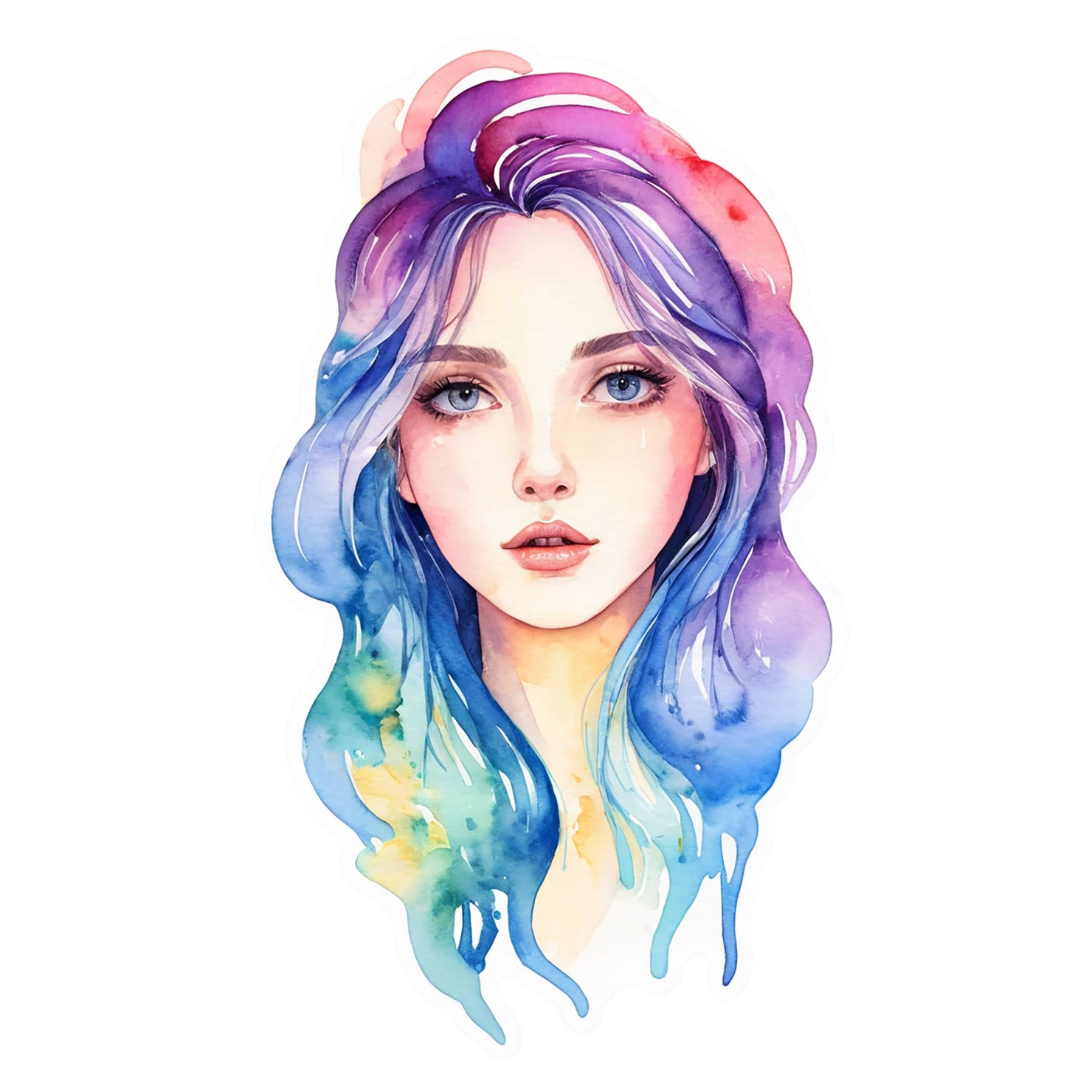 Girl watercolor sticker isolated on transparent background #17768