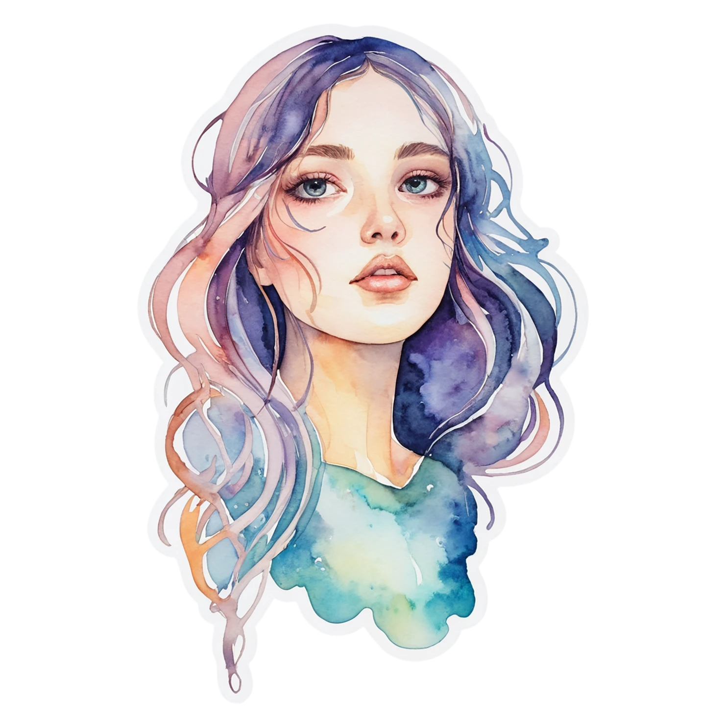 Girl watercolor sticker isolated on transparent background #17769