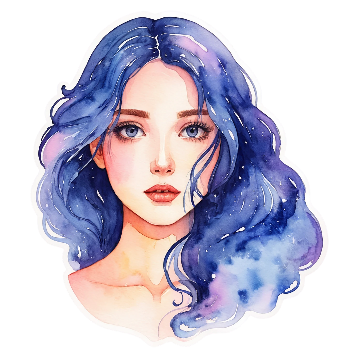 Girl watercolor sticker isolated on transparent background #17770