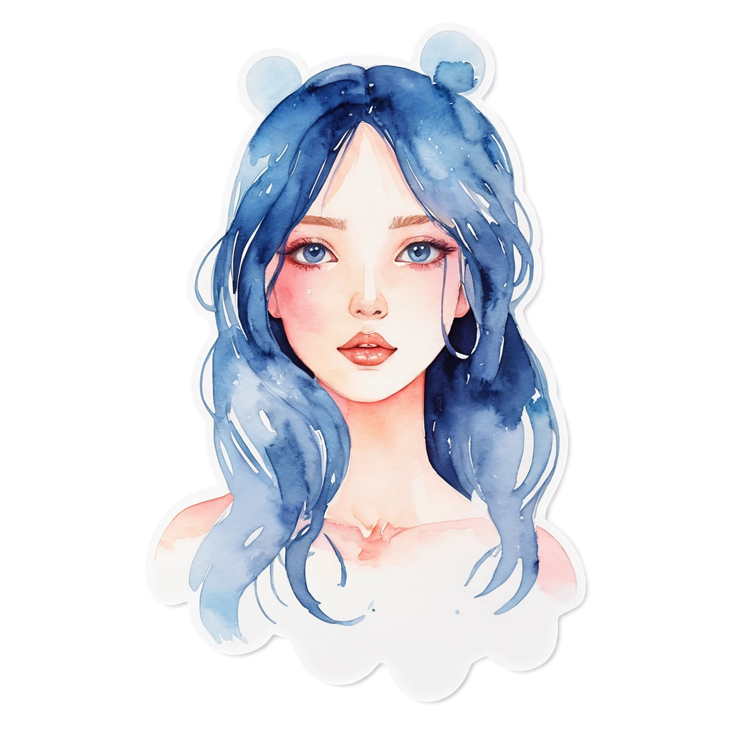 Girl watercolor sticker isolated on transparent background #17771