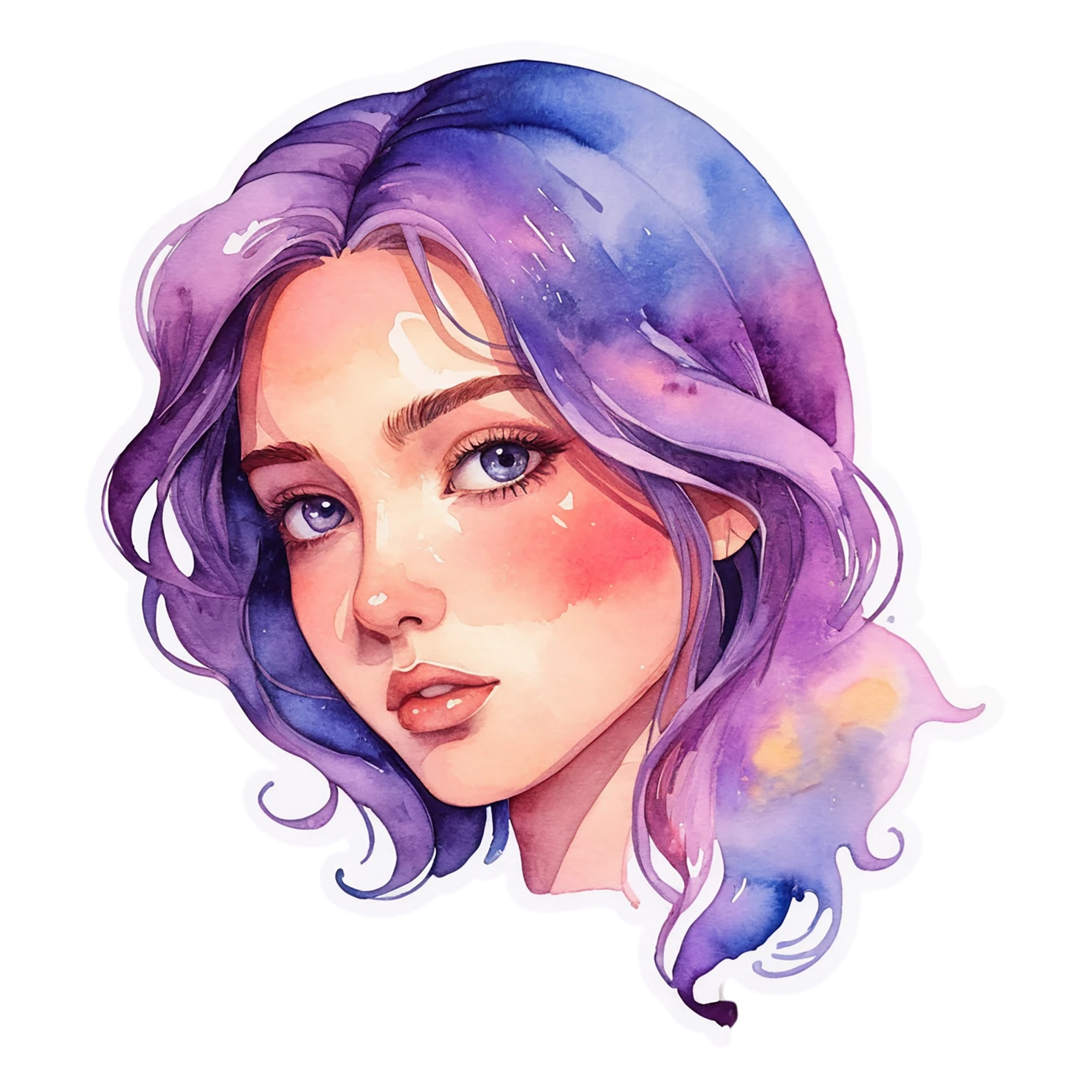 Girl watercolor sticker isolated on transparent background #17772