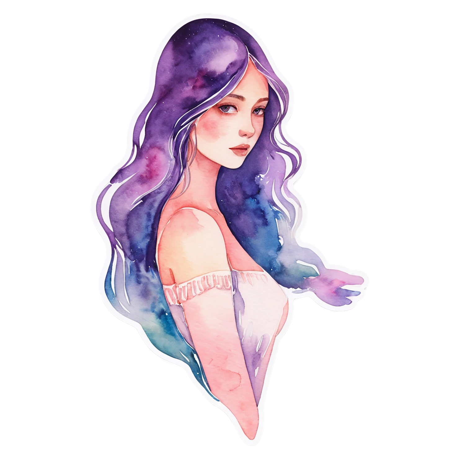Girl watercolor sticker isolated on transparent background #17773