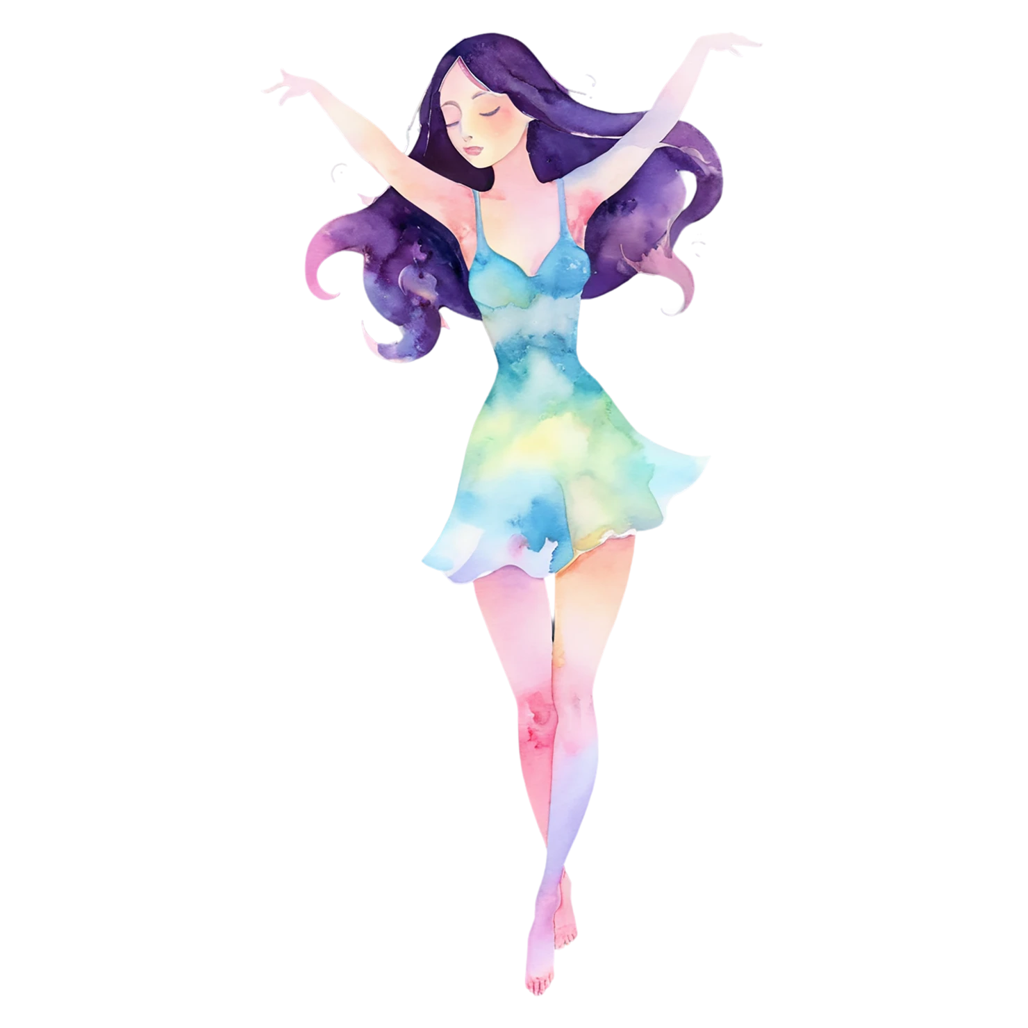 Girl watercolor sticker isolated on transparent background #17774