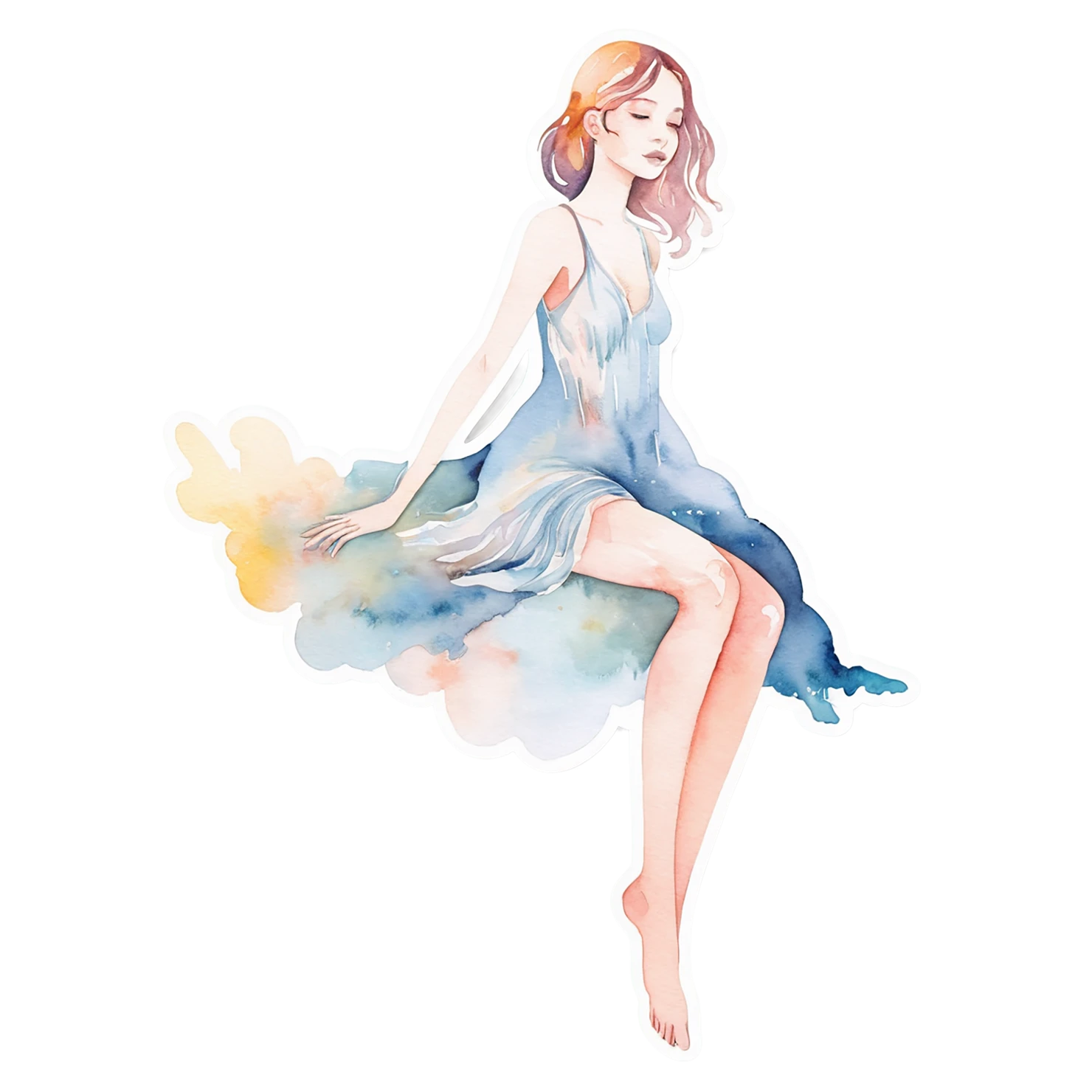Girl watercolor sticker isolated on transparent background #17775