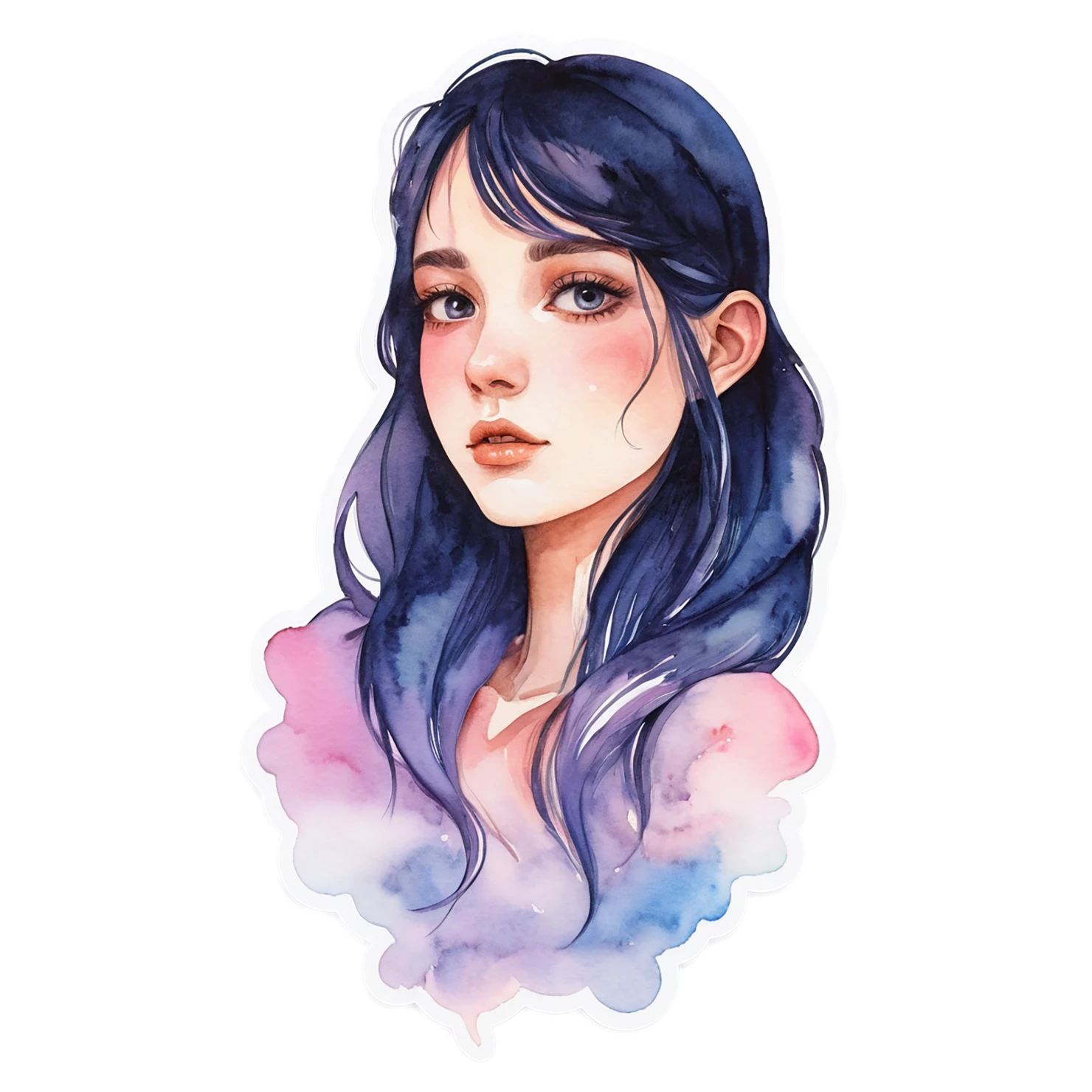 Girl watercolor sticker isolated on transparent background #17779