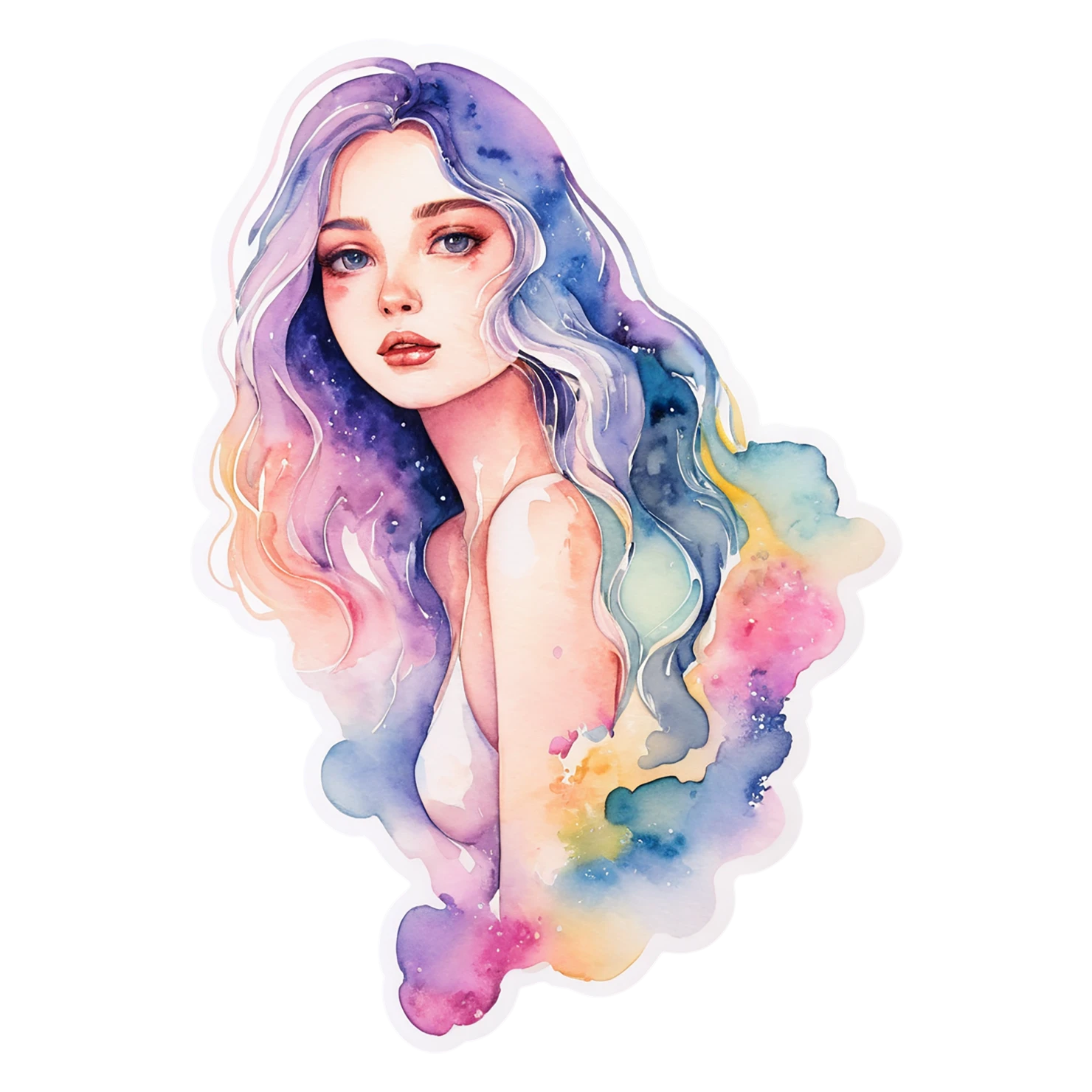 Girl watercolor sticker isolated on transparent background #17780