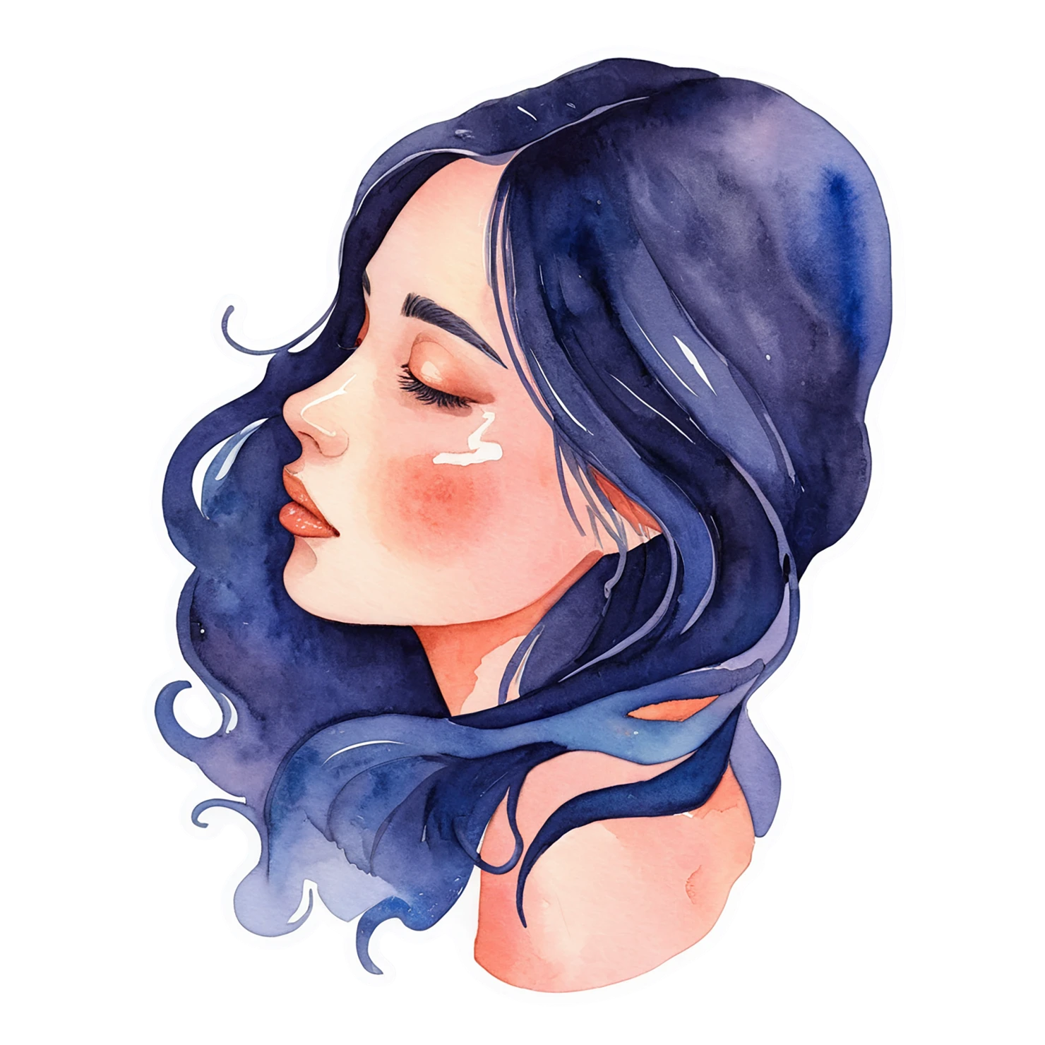 Girl watercolor sticker isolated on transparent background #17781