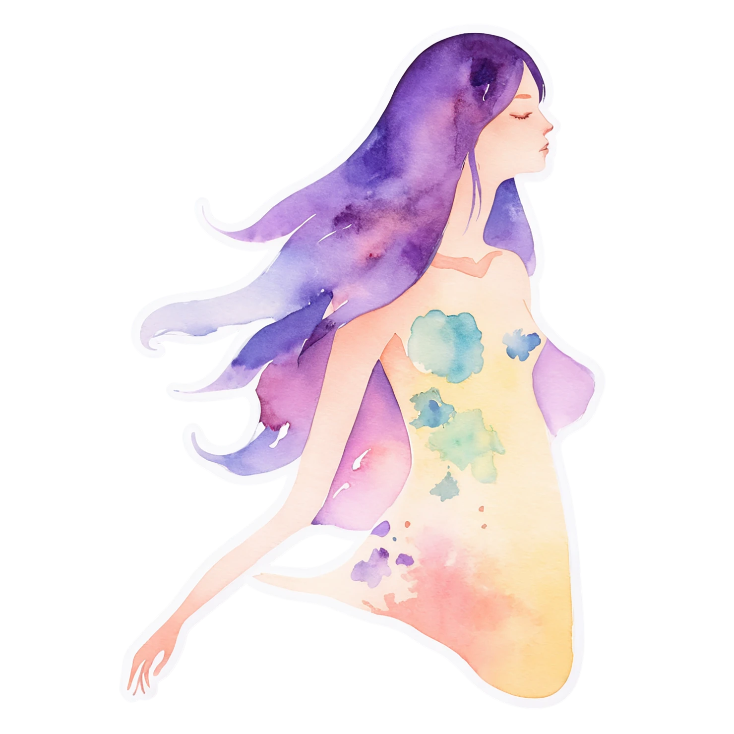 Girl watercolor sticker isolated on transparent background #17782