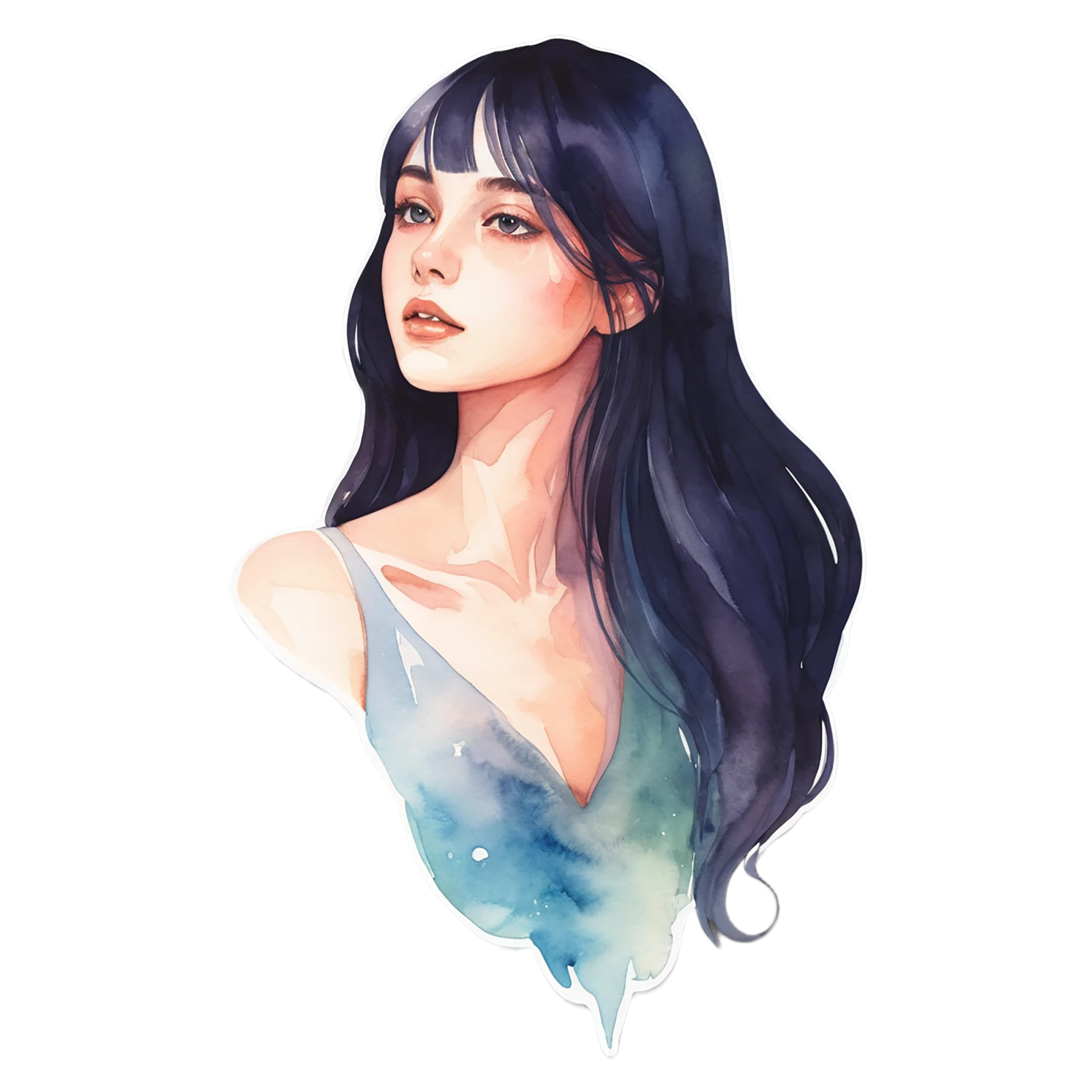 Girl watercolor sticker isolated on transparent background #17784