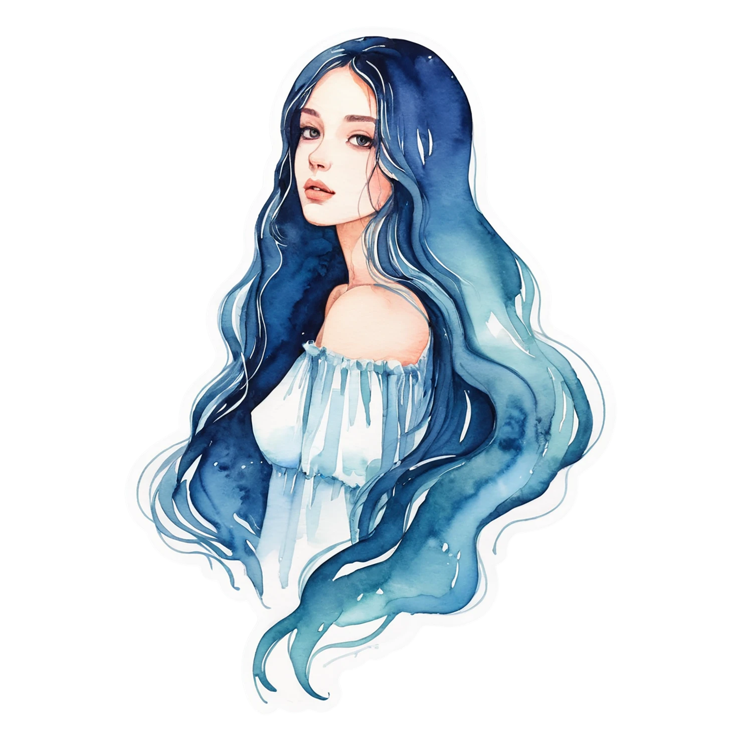 Girl watercolor sticker isolated on transparent background #17785