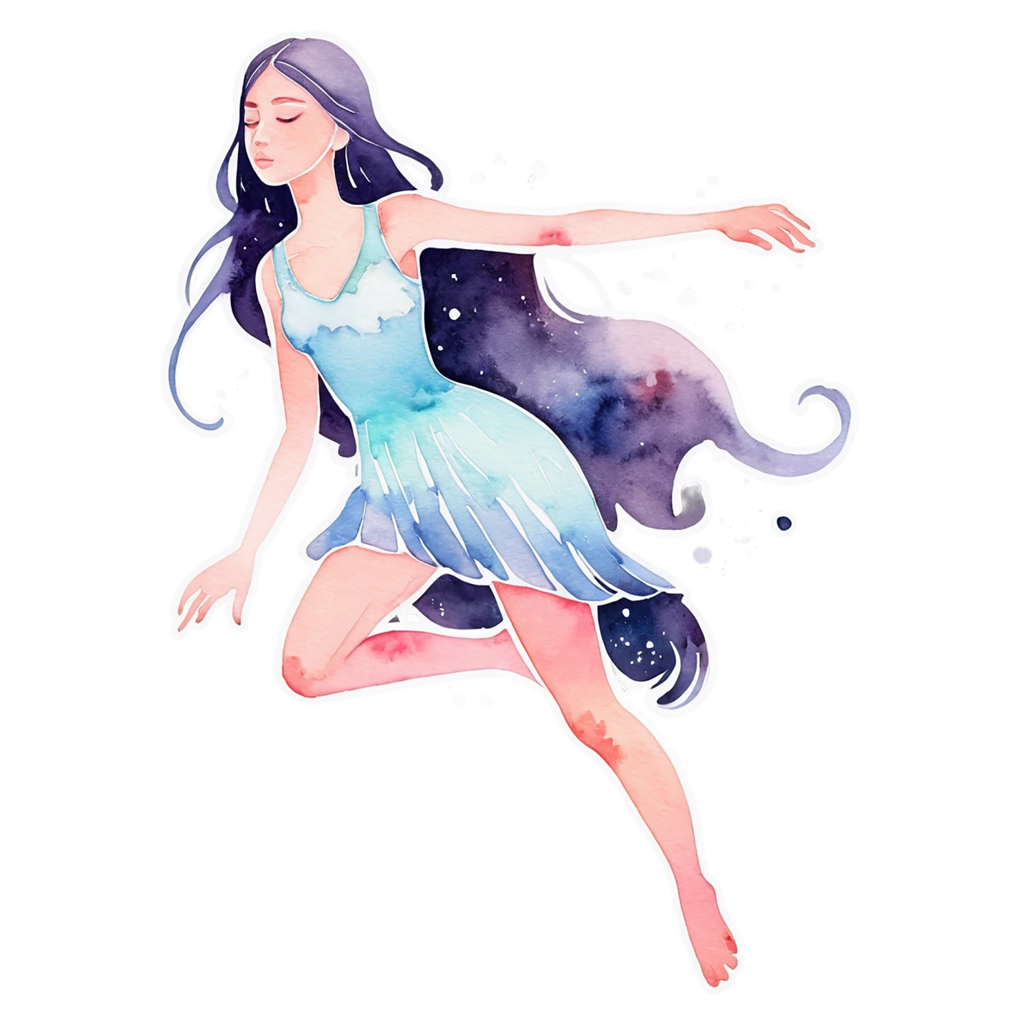 Girl watercolor sticker isolated on transparent background #17787