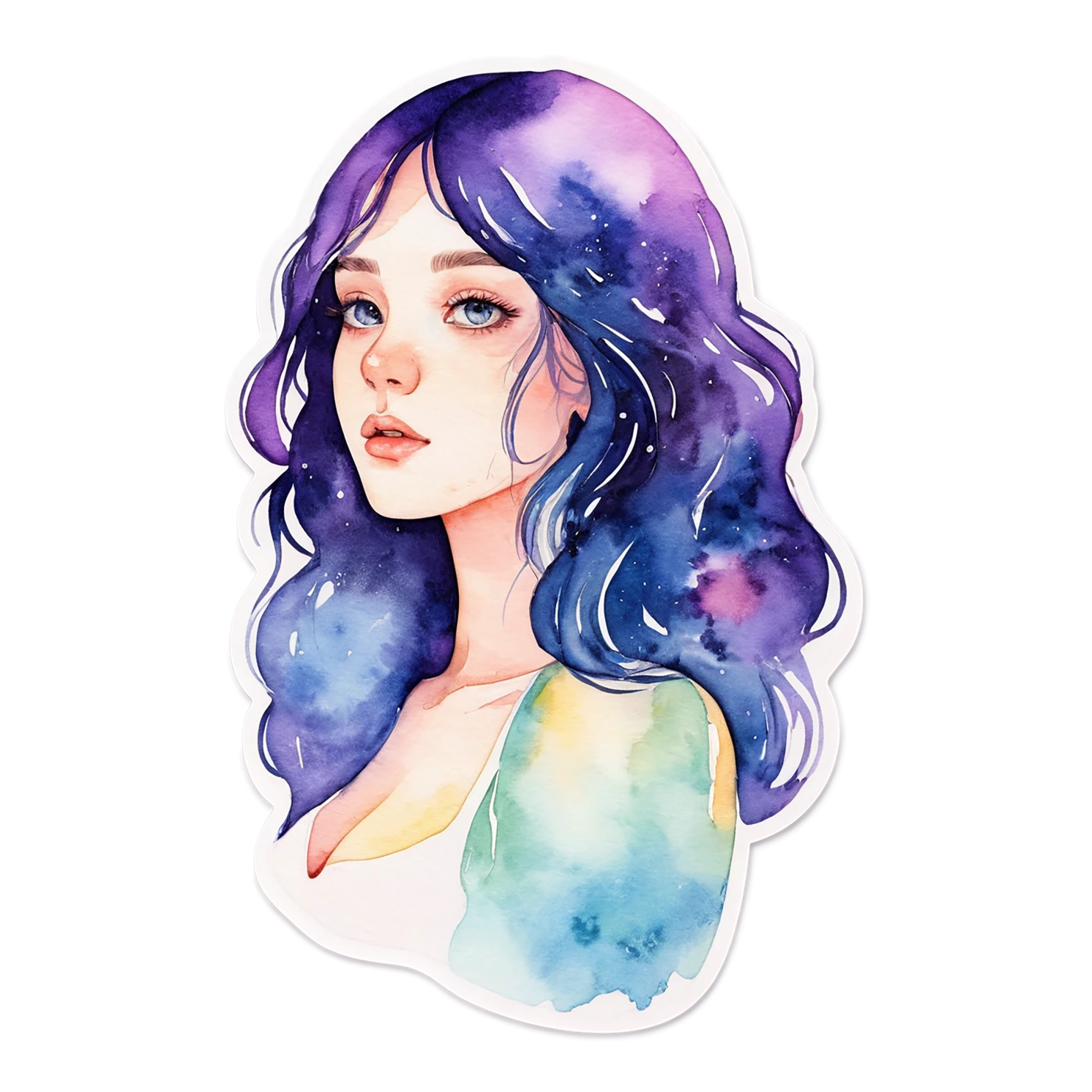 Girl watercolor sticker isolated on transparent background #17789