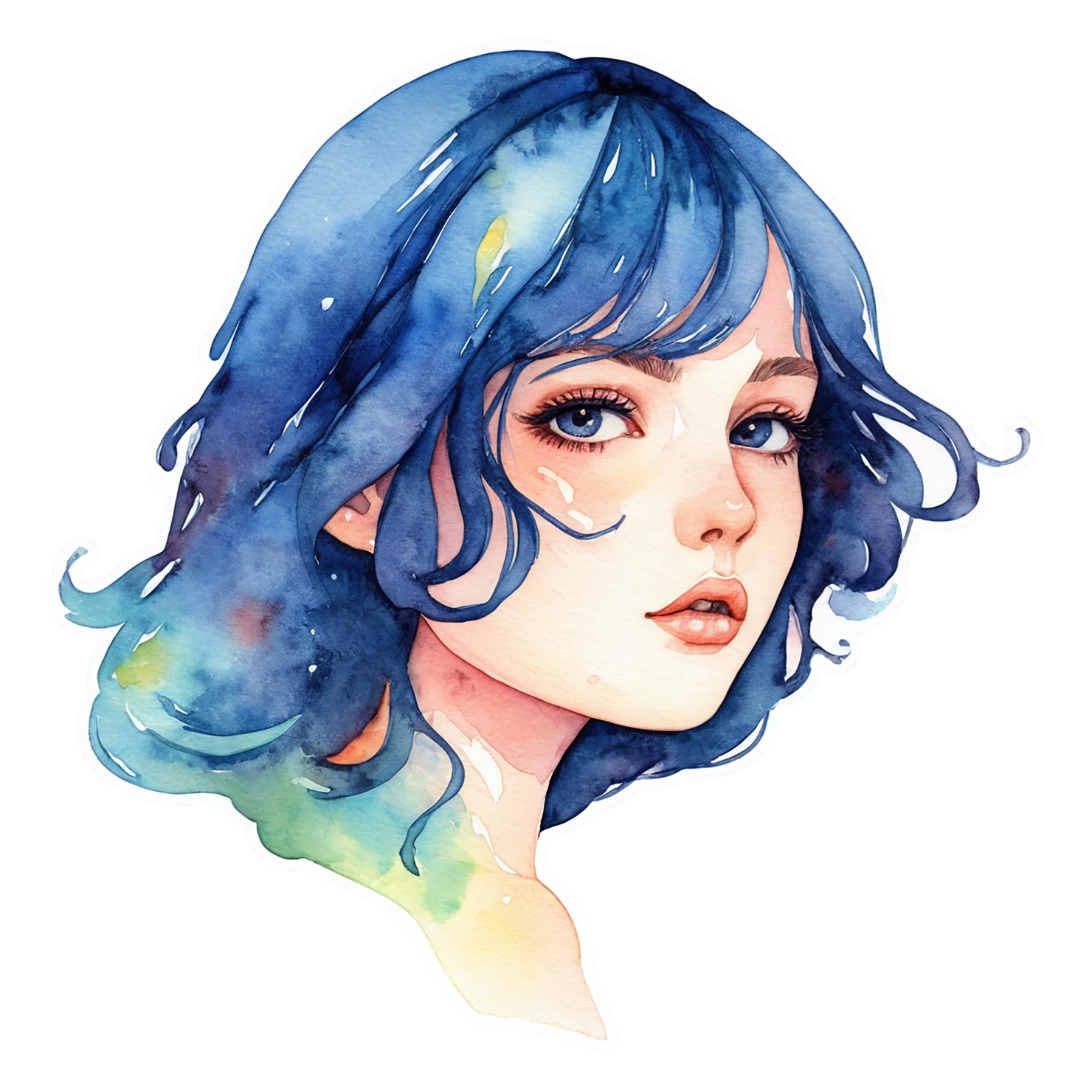 Girl watercolor sticker isolated on transparent background #17791