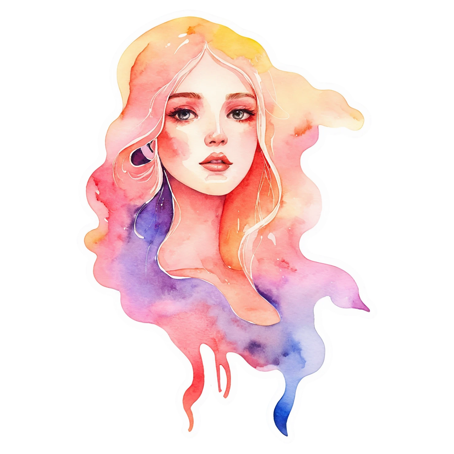 Girl watercolor sticker isolated on transparent background #17793
