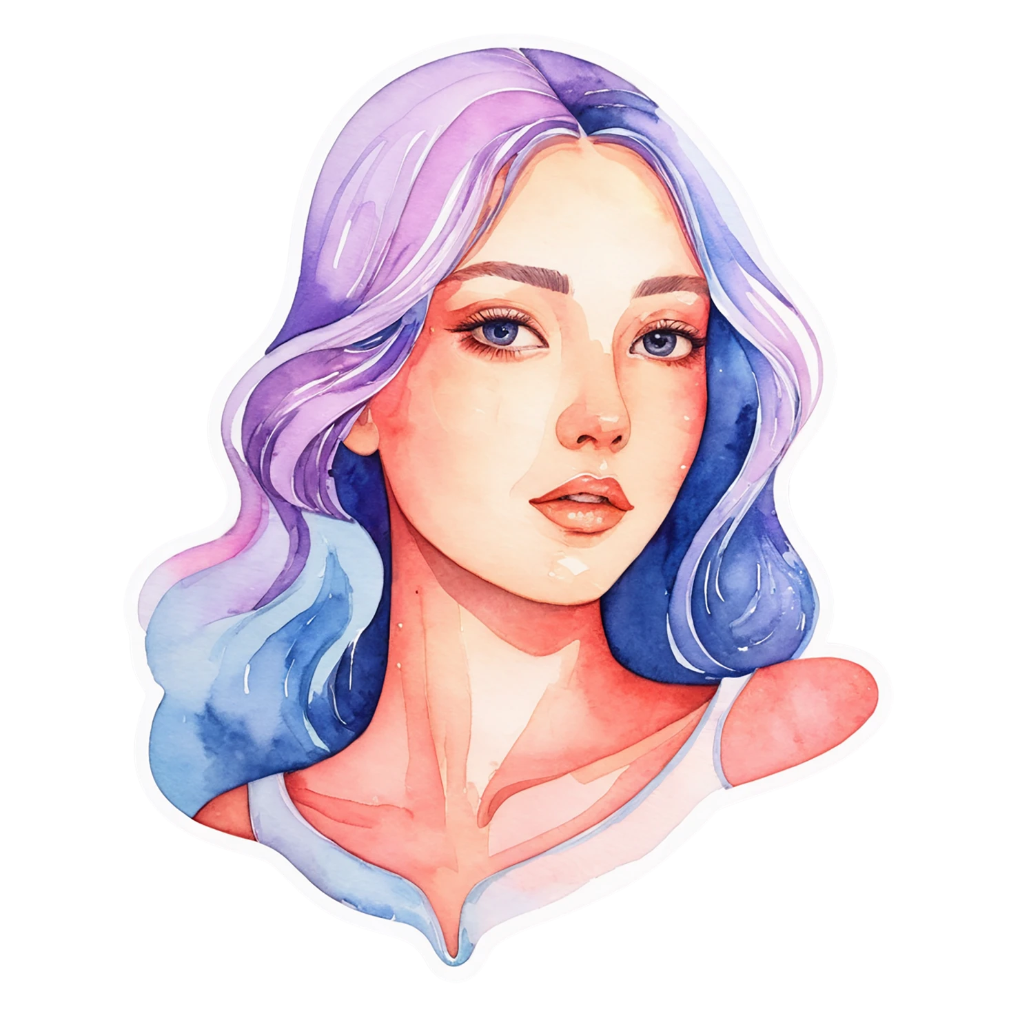 Girl watercolor sticker isolated on transparent background #17795