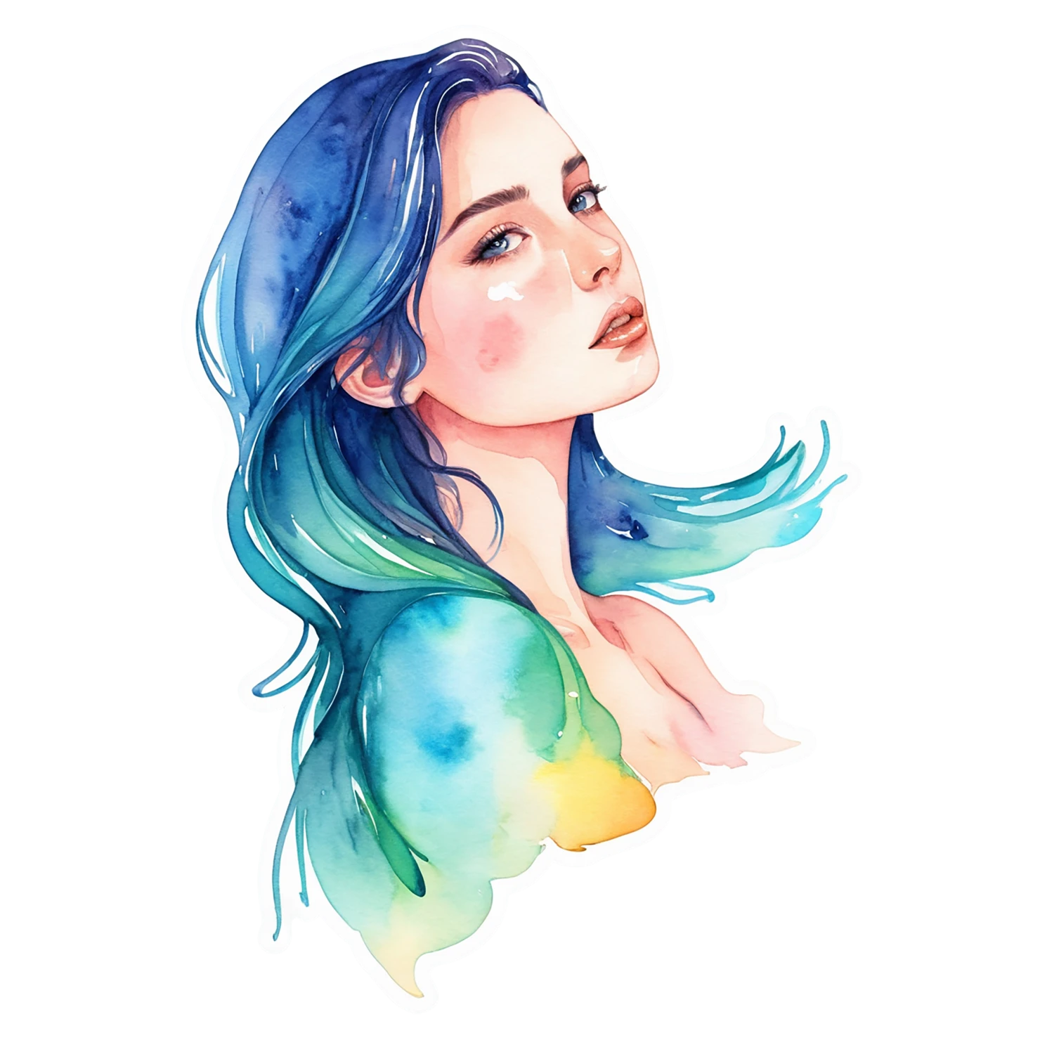 Girl watercolor sticker isolated on transparent background #17796