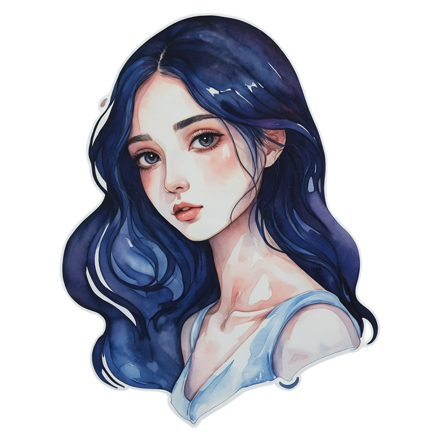 Girl watercolor sticker isolated on transparent background #17797