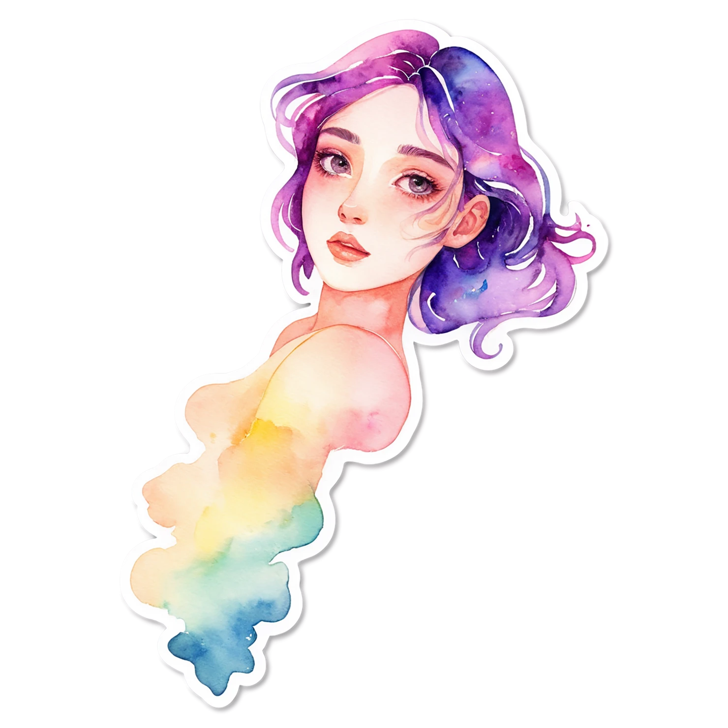 Girl watercolor sticker isolated on transparent background #17798