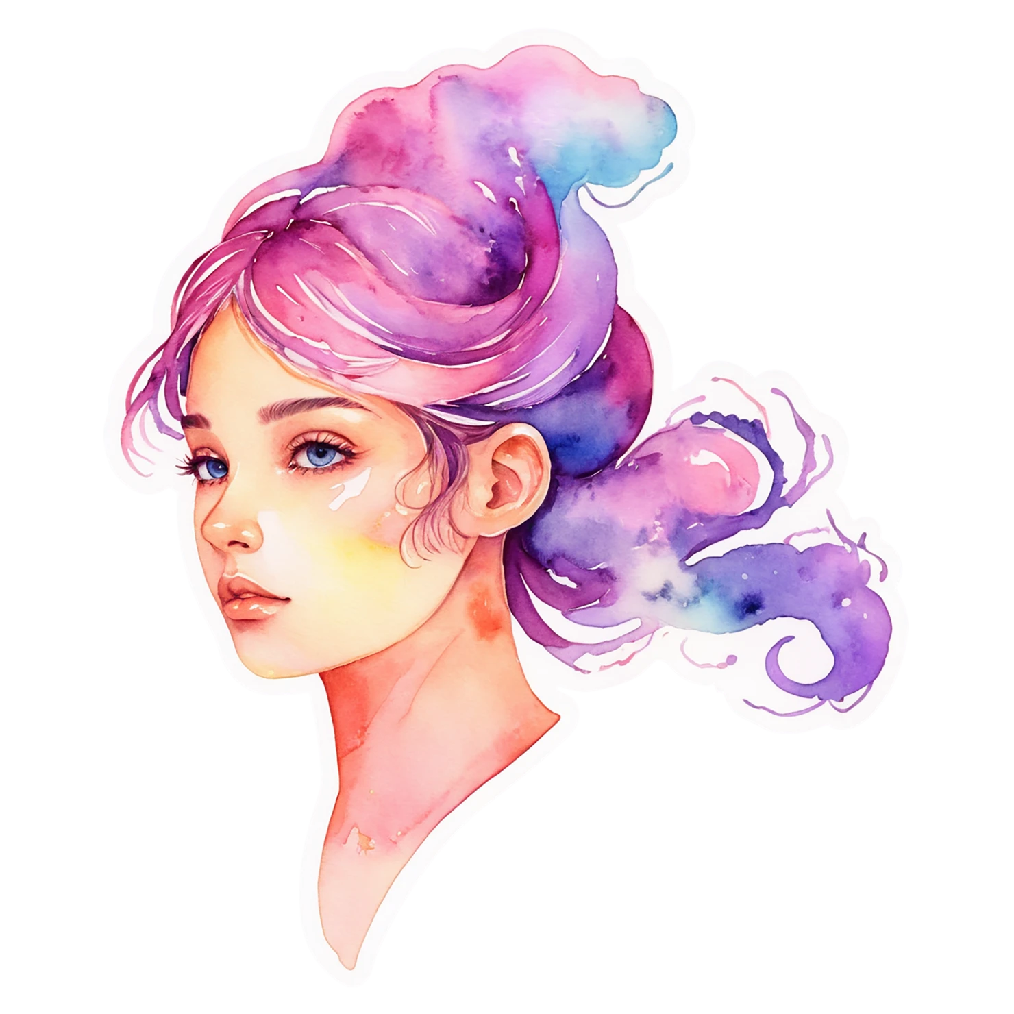 Girl watercolor sticker isolated on transparent background #17799