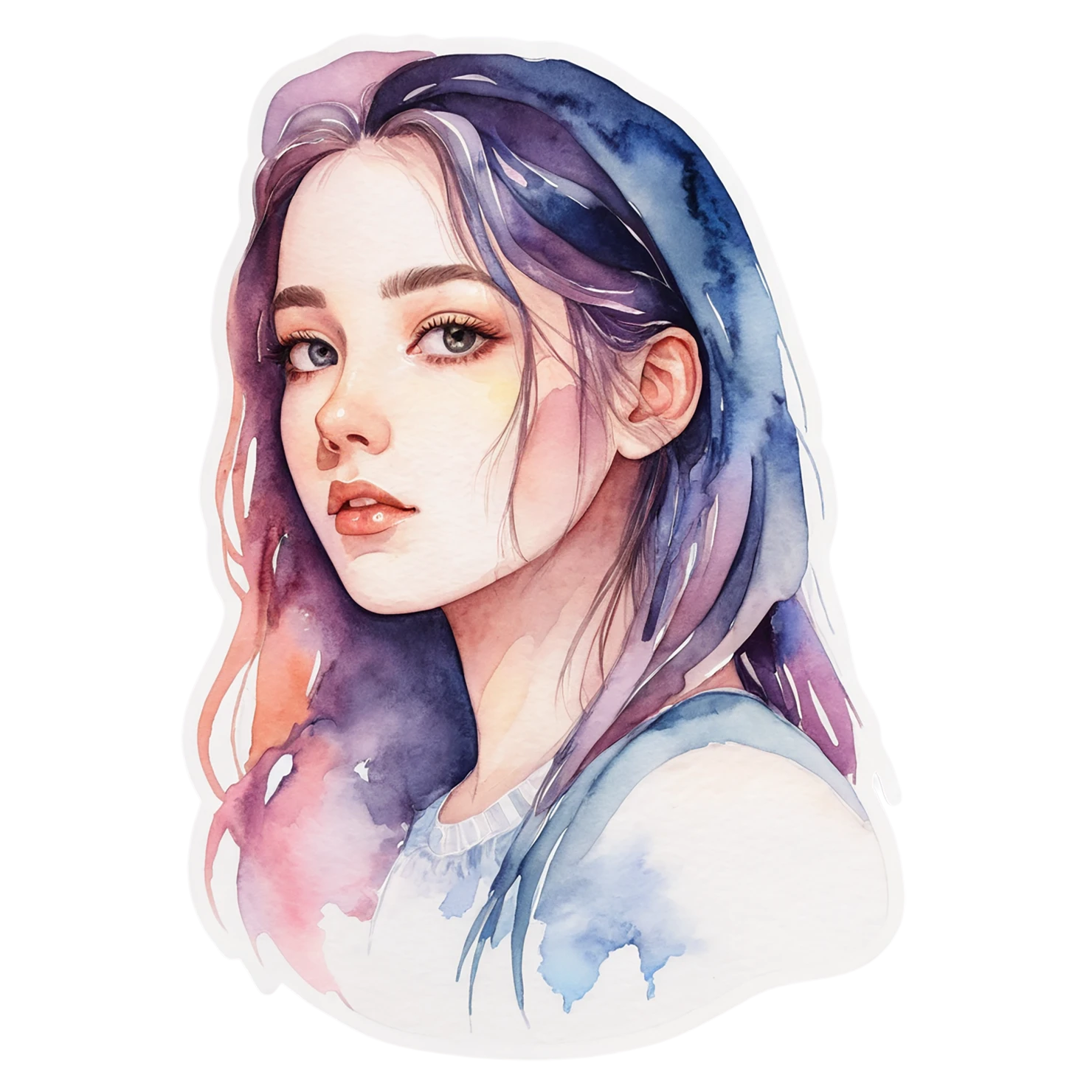 Girl watercolor sticker isolated on transparent background #17802