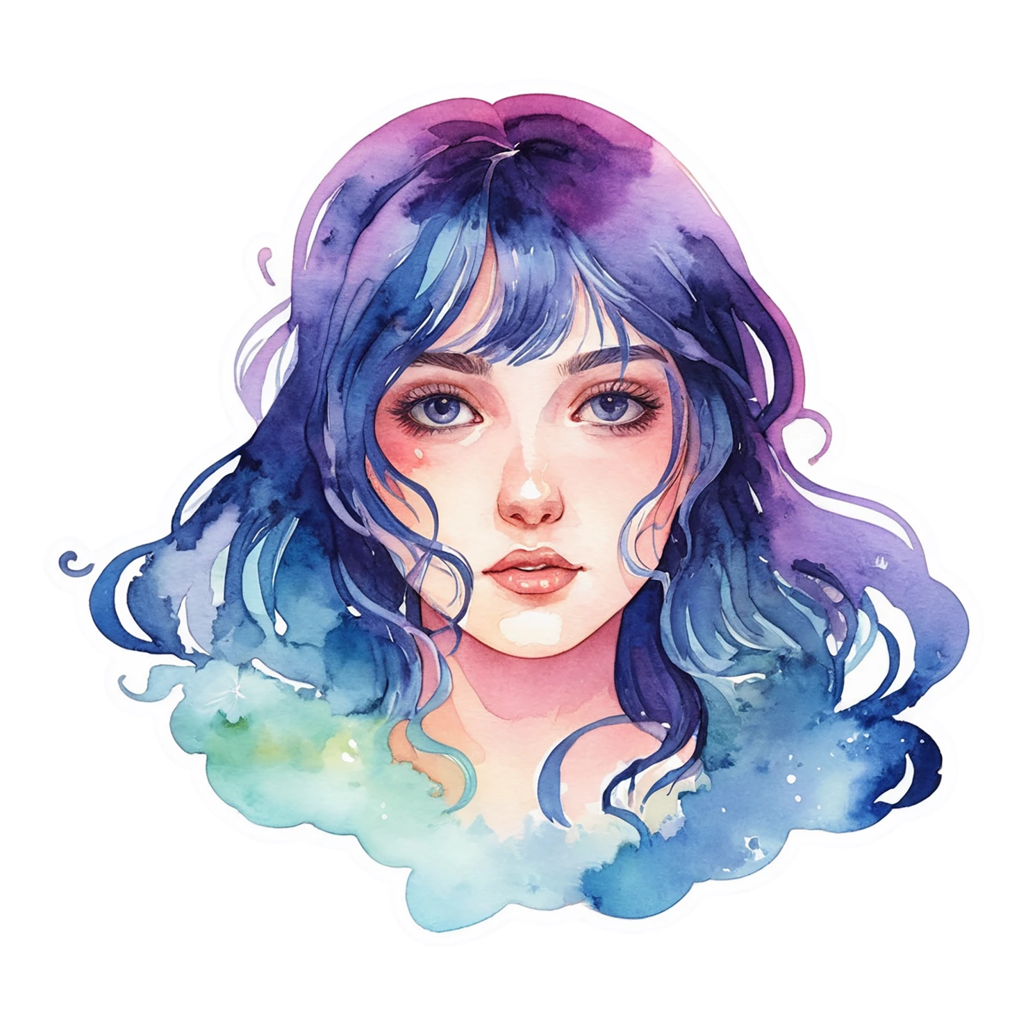 Girl watercolor sticker isolated on transparent background #17803
