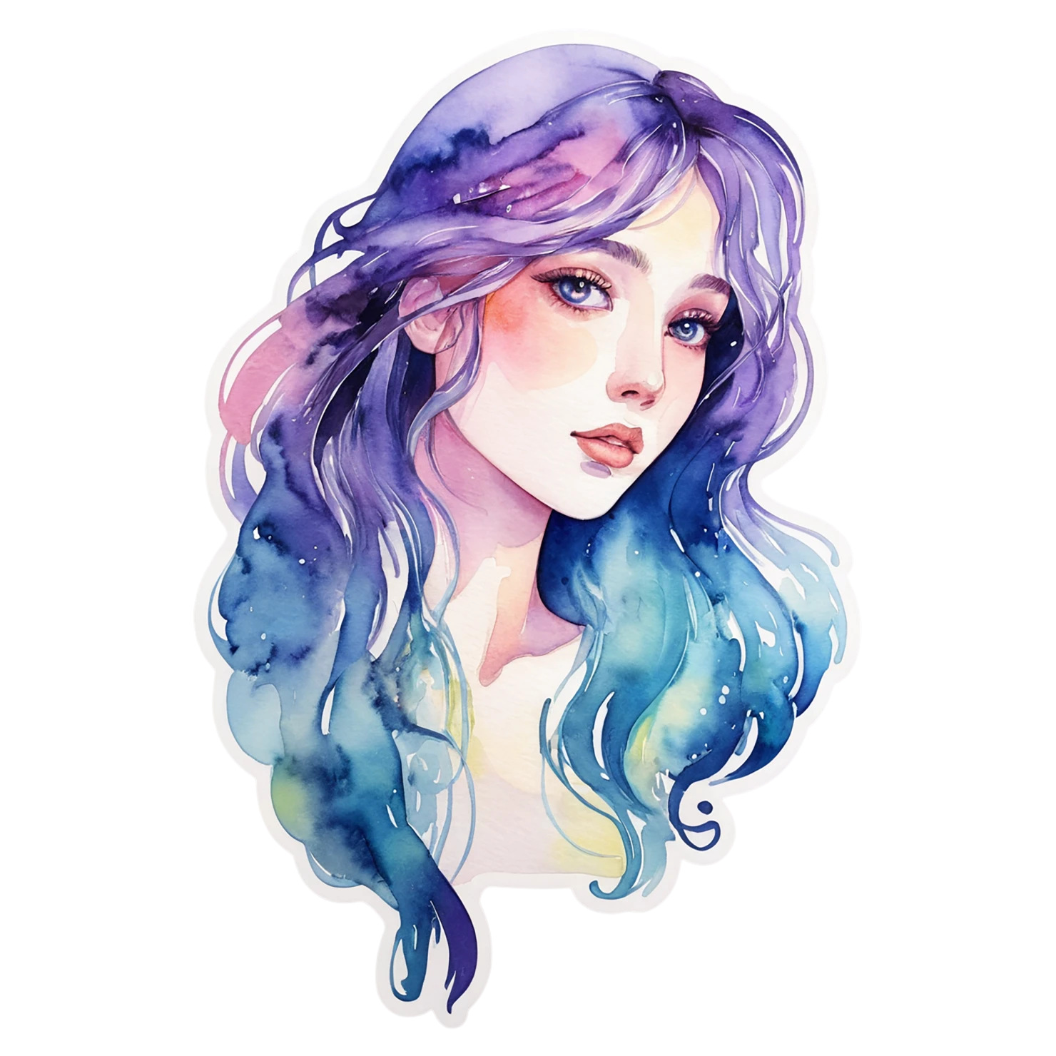 Girl watercolor sticker isolated on transparent background #17804