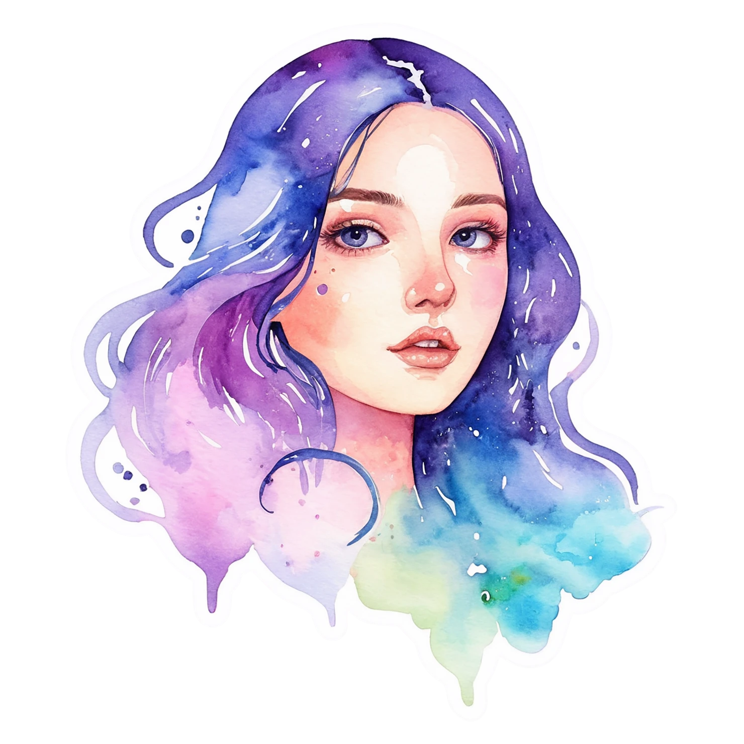 Girl watercolor sticker isolated on transparent background #17805