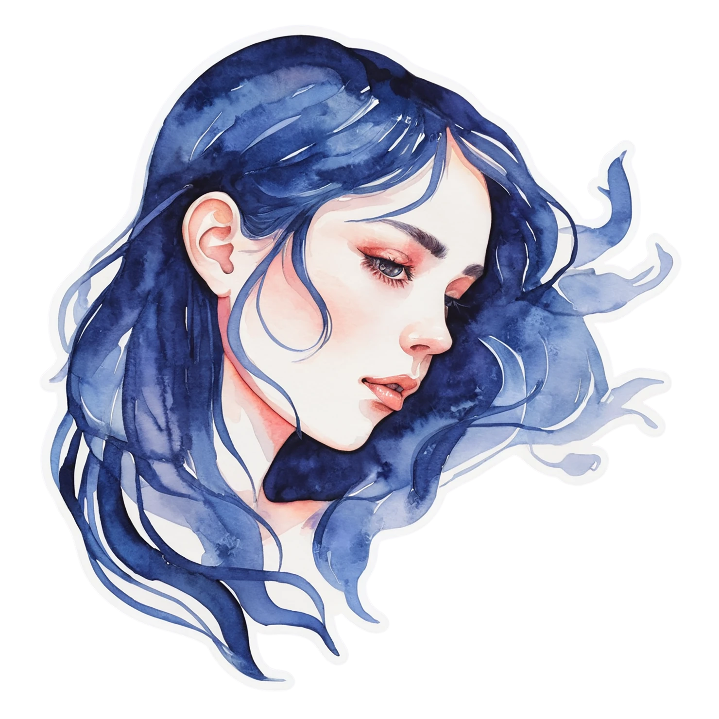 Girl watercolor sticker isolated on transparent background #17808