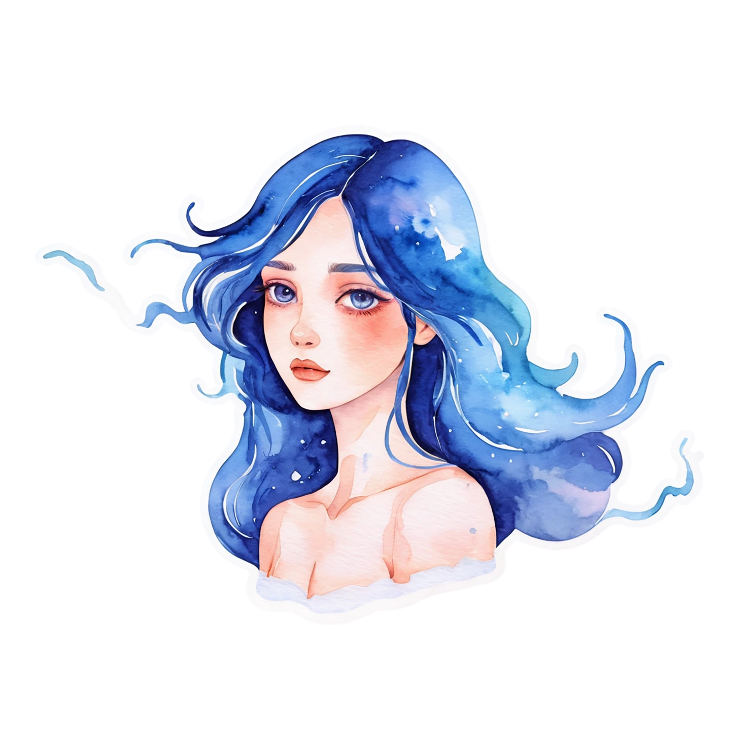 Girl watercolor sticker isolated on transparent background #17809
